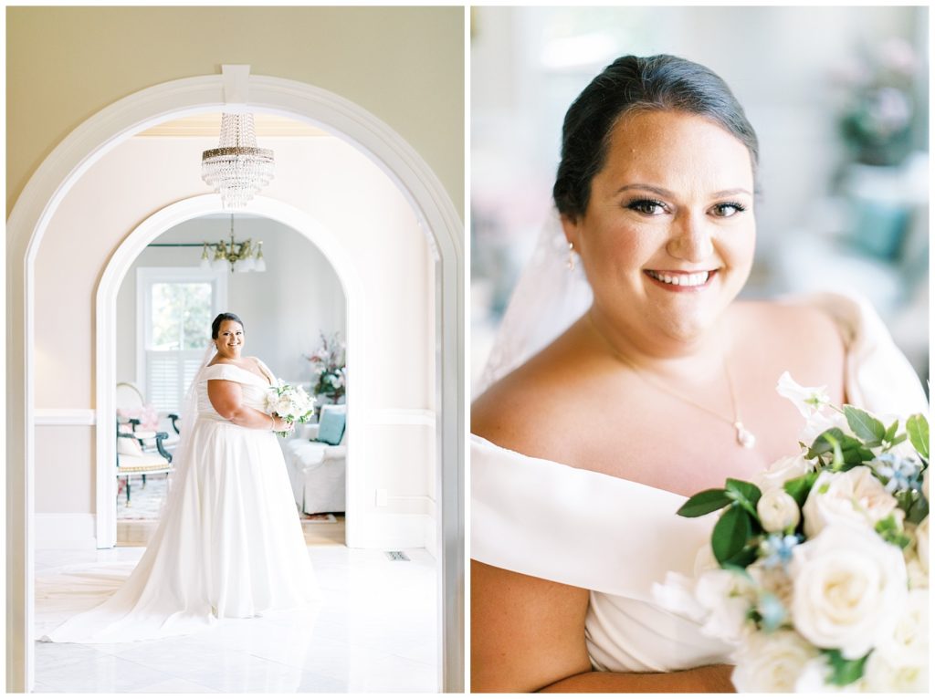 Indoor bridal portraits at The Matthews House in Cary, NC.