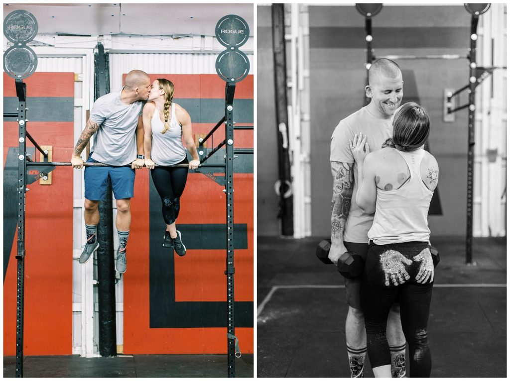 CrossFit engagement photo posing ideas at CrossFit Brave in Cary, NC.