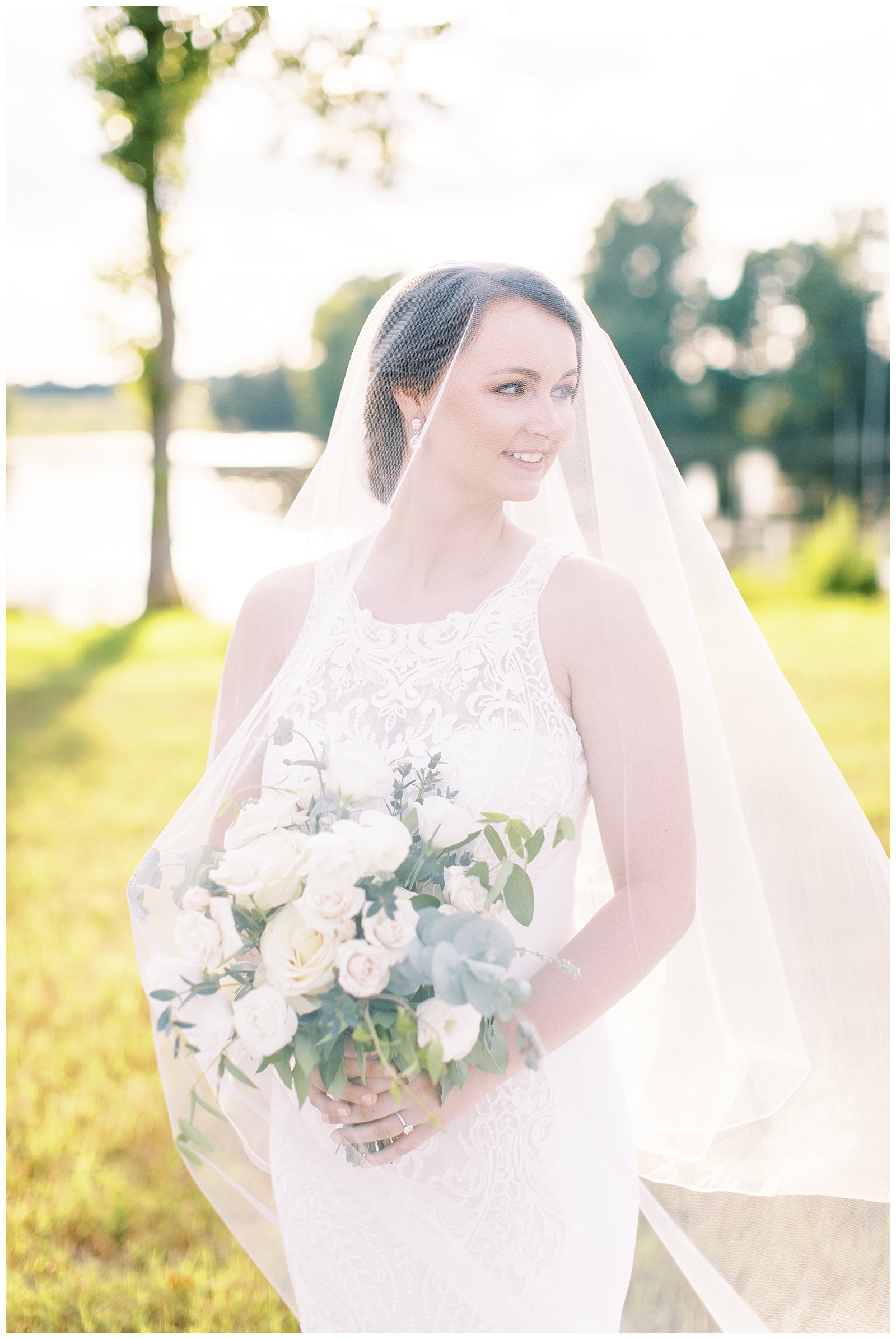Bridal portrait at Water's Edge at Tart Farms | Raleigh Bridal Portraits | Raleigh Wedding Photographer