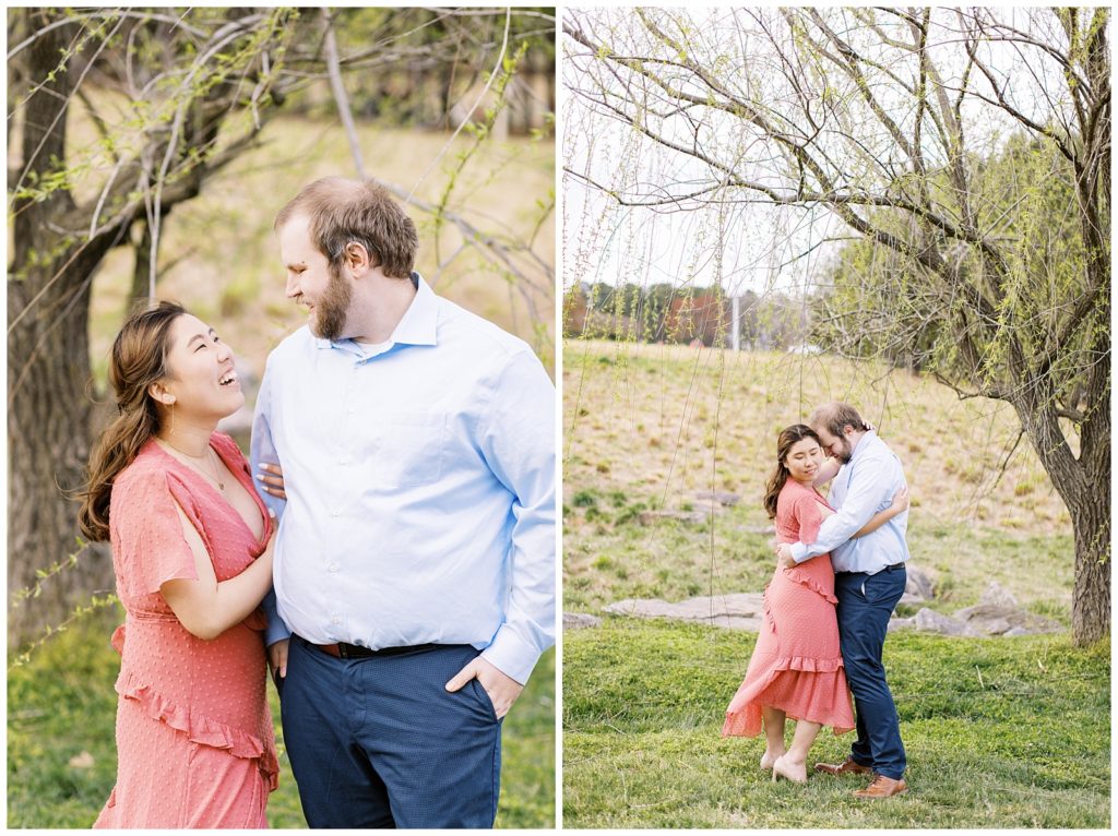 Willow tree blooming engagement photos