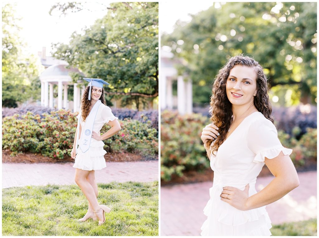 UNC Chapel Hill senior photos with the Old Well.