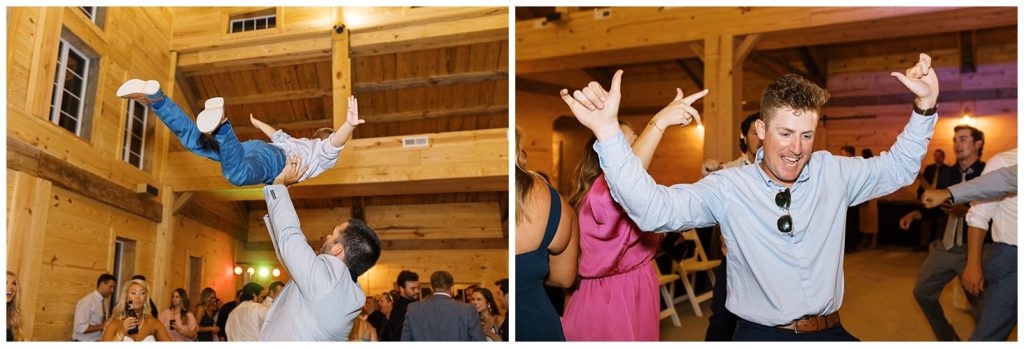Dancing photos from their reception at Twin Oaks Barn in Raleigh.