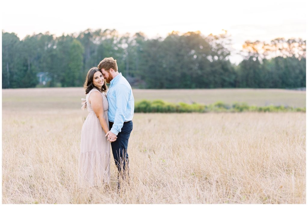 Sunset on a farm during engagement photos