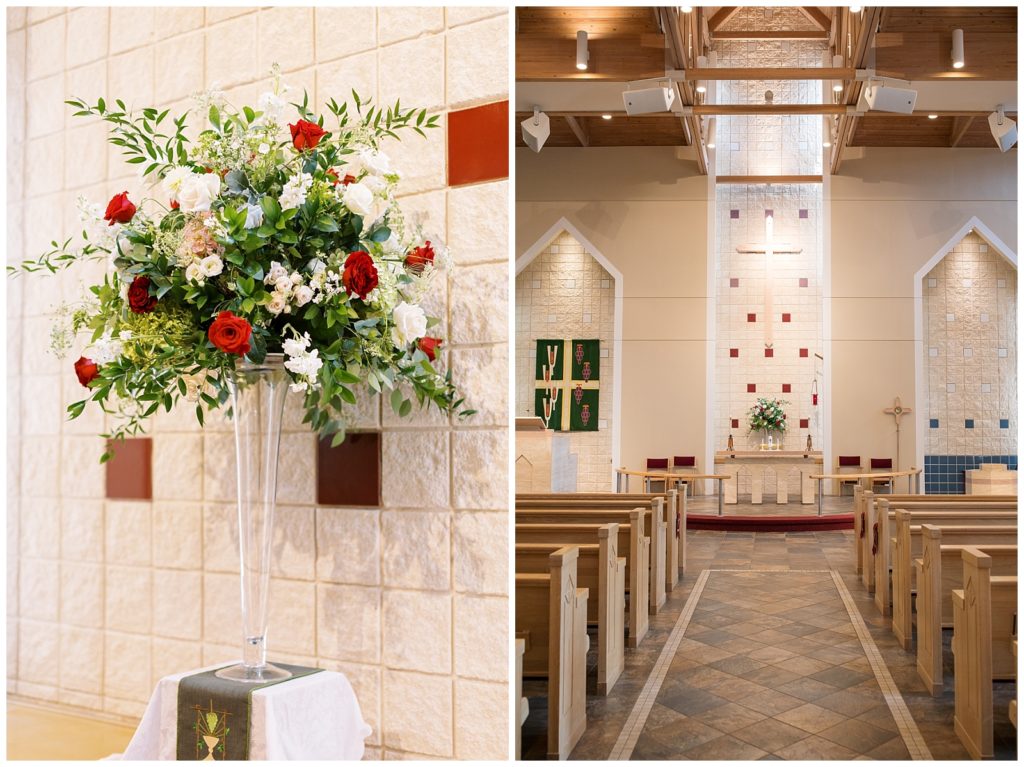 Traditional and minimal ceremony decor at Resurrection Lutheran Church.