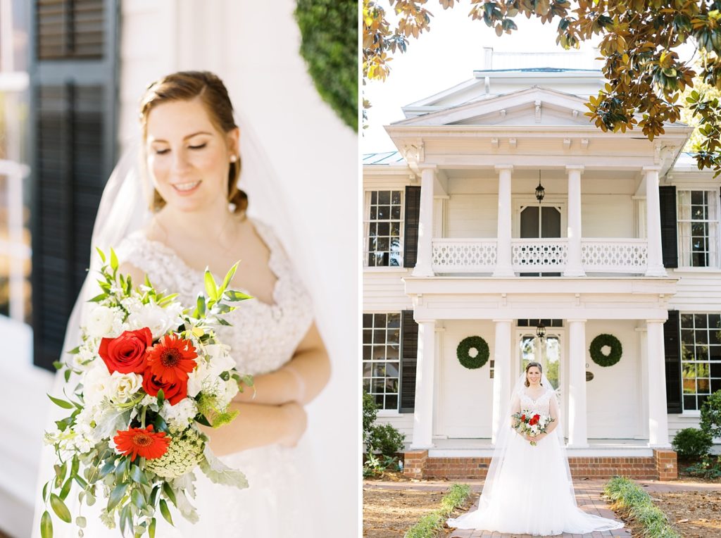 Black, white, and red bridal portraits in Raleigh, NC.