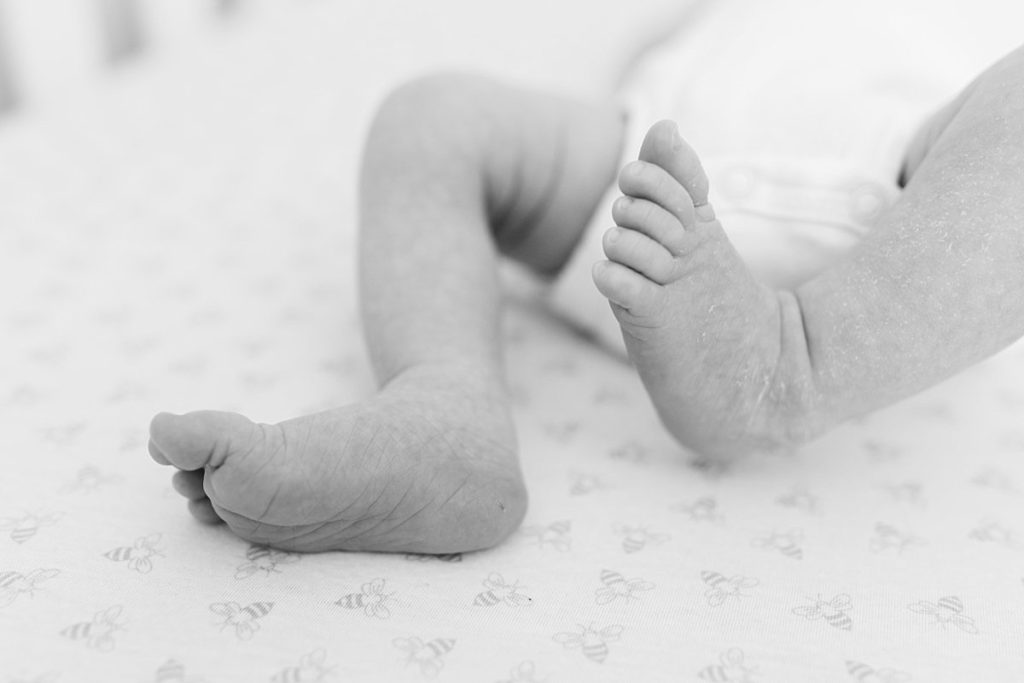black and white baby feet