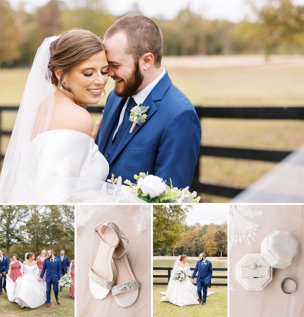 Raleigh wedding photographer | Pink and blue fall wedding inspiration | Fall wedding at the Paisley Barn in North Carolina.
