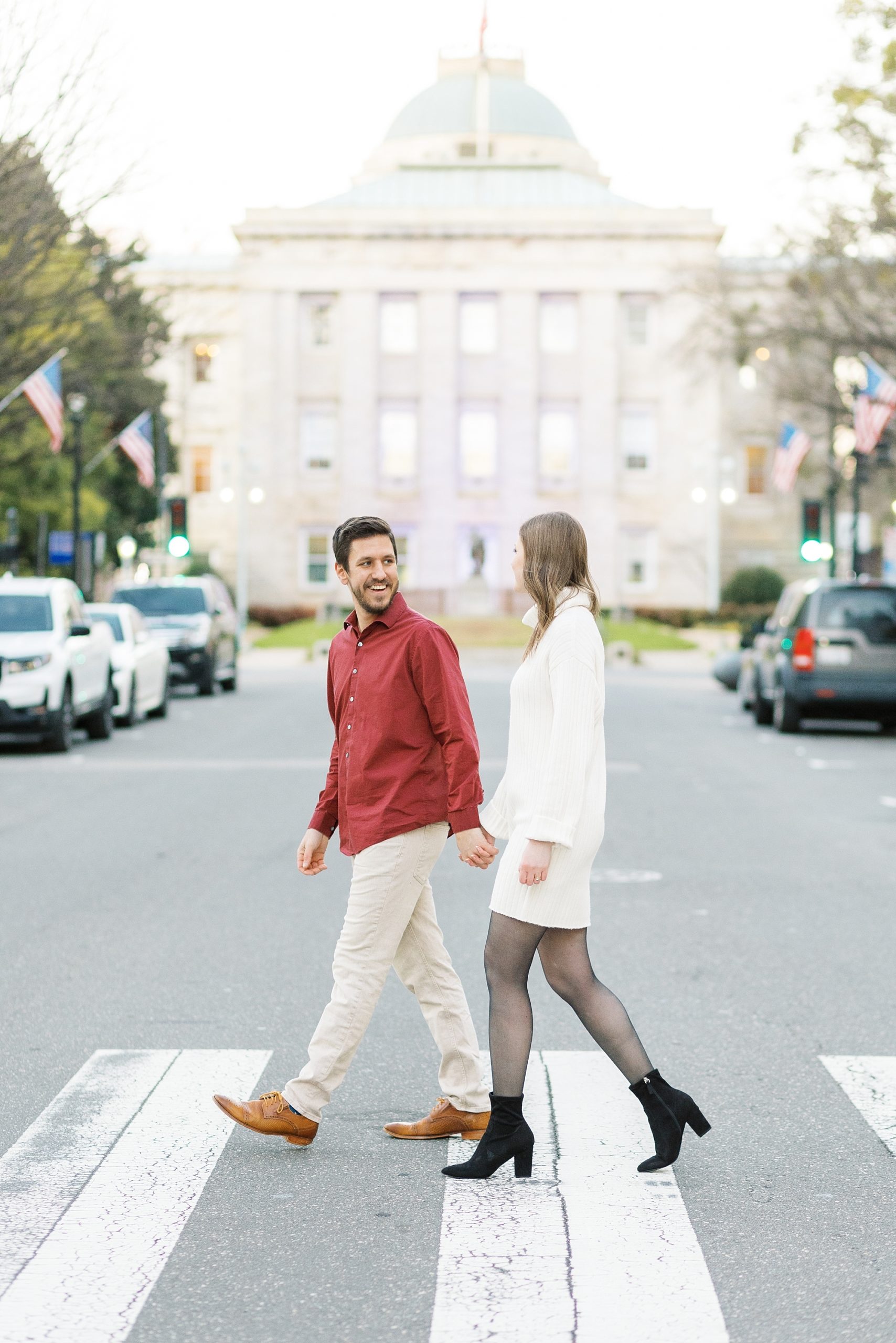Winter Engagement Photos in Downtown | Raleigh Wedding Photographer