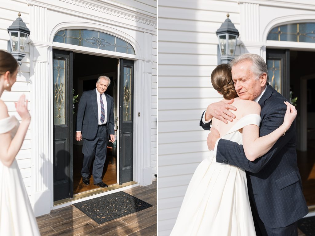 The bride's step father see her for the first time on her wedding day | Raleigh Wedding Photographer