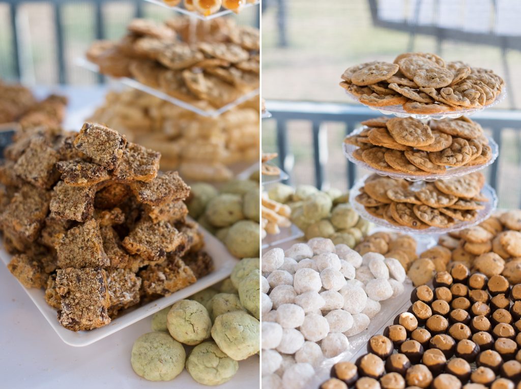 A pittsburgh cookie table at the wedding reception with a variety of cookies | Raleigh Wedding Photographer