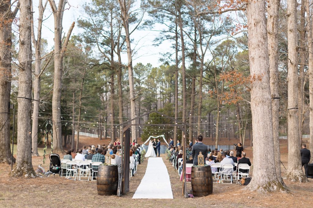A wide view of the ceremony site with over 150 guests | Raleigh Wedding Photographer