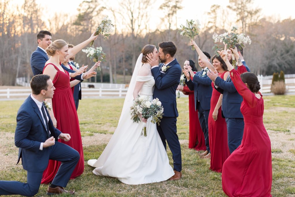 The bride and groom with their wedding party | Raleigh Wedding Photographer