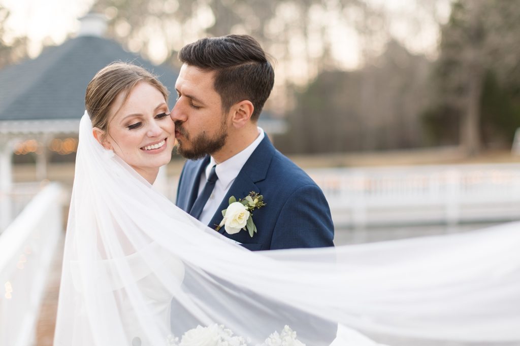 Bride and groom veil portrait at Seven Paths Manor | Raleigh Wedding Photographer