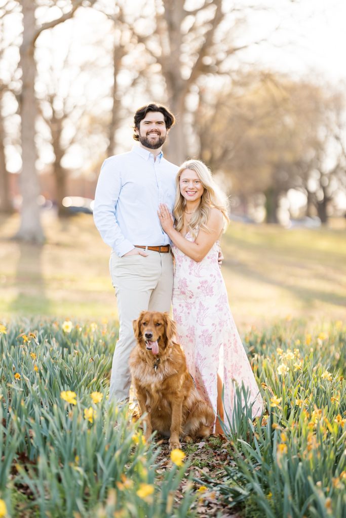 Dorthea Dix daffodil flower engagement photos | Raleigh Engagement Photographer | Sarah Hinckley Photography