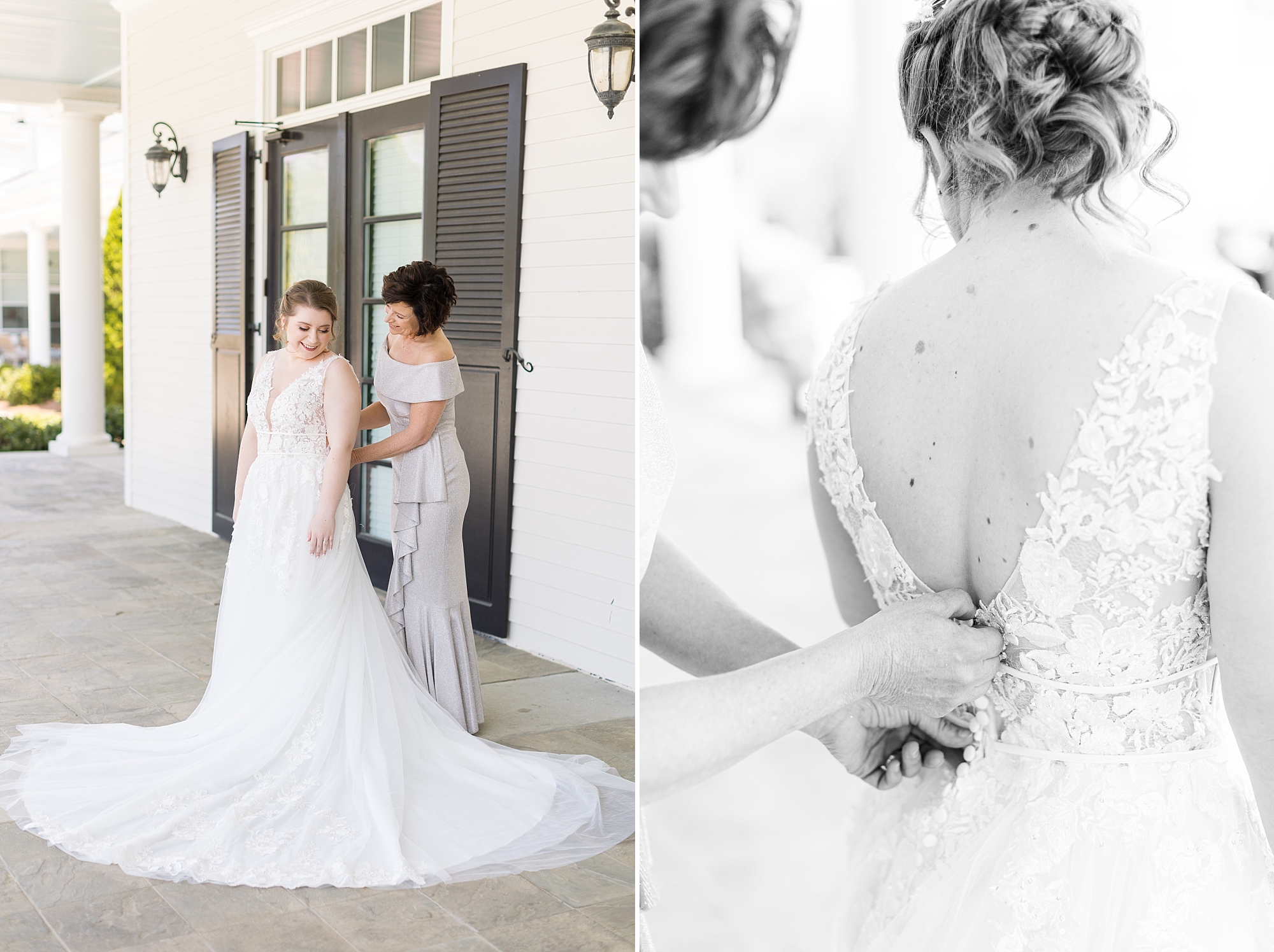 Mother zipping up daughters wedding dress - Raleigh NC Wedding Photographer - Sarah Hinckley Photography
