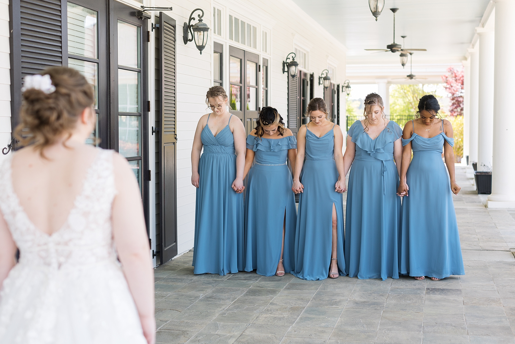 Bridesmaids about to see bride for the first time - Raleigh NC Wedding Photographer - Sarah Hinckley Photography
