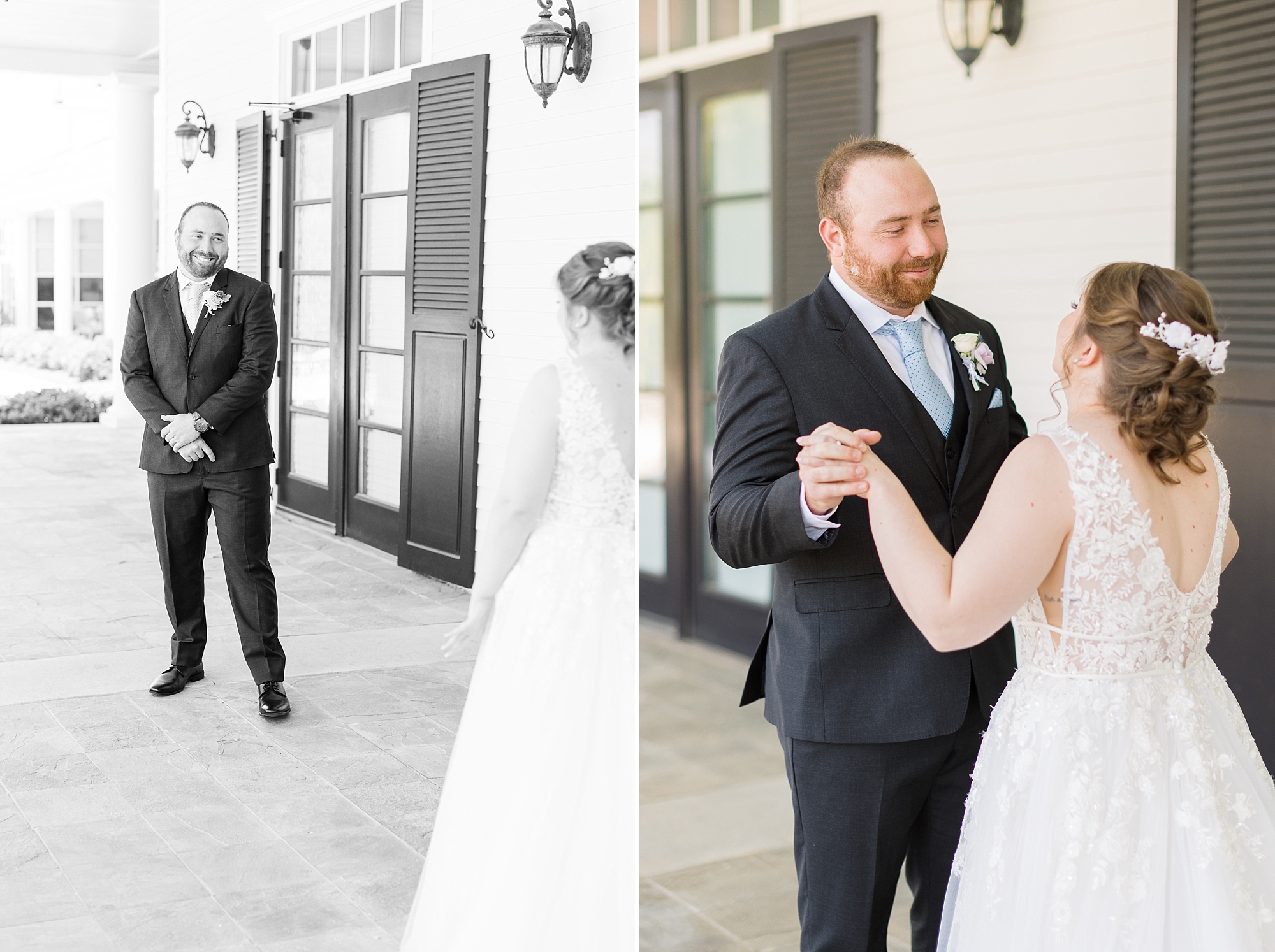 First look with groom - 12 Oaks Country Club Wedding - Raleigh NC Wedding Photographer - Sarah Hinckley Photography
