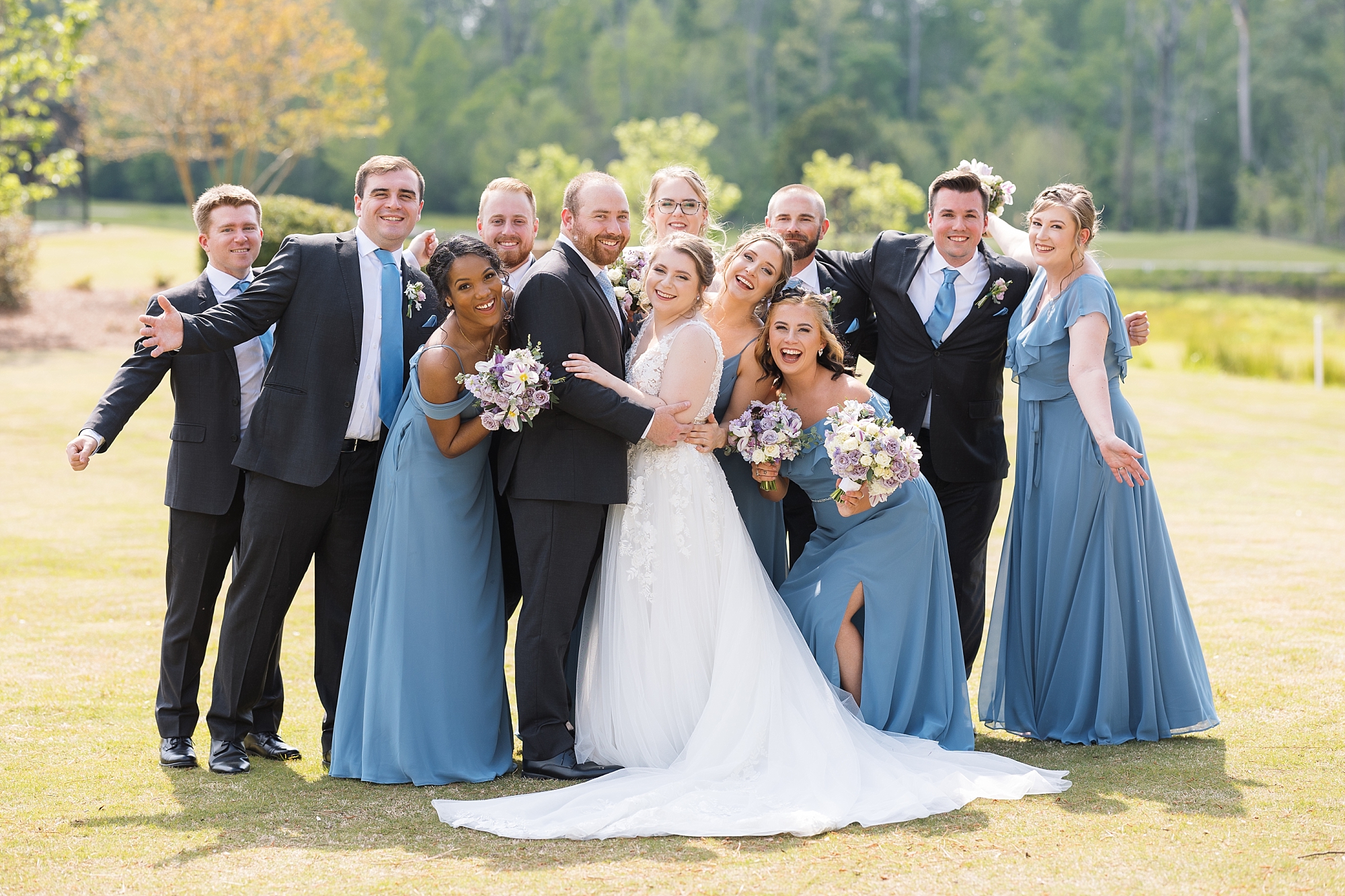 wedding party group hug - Raleigh NC Wedding Photographer - Sarah Hinckley Photography