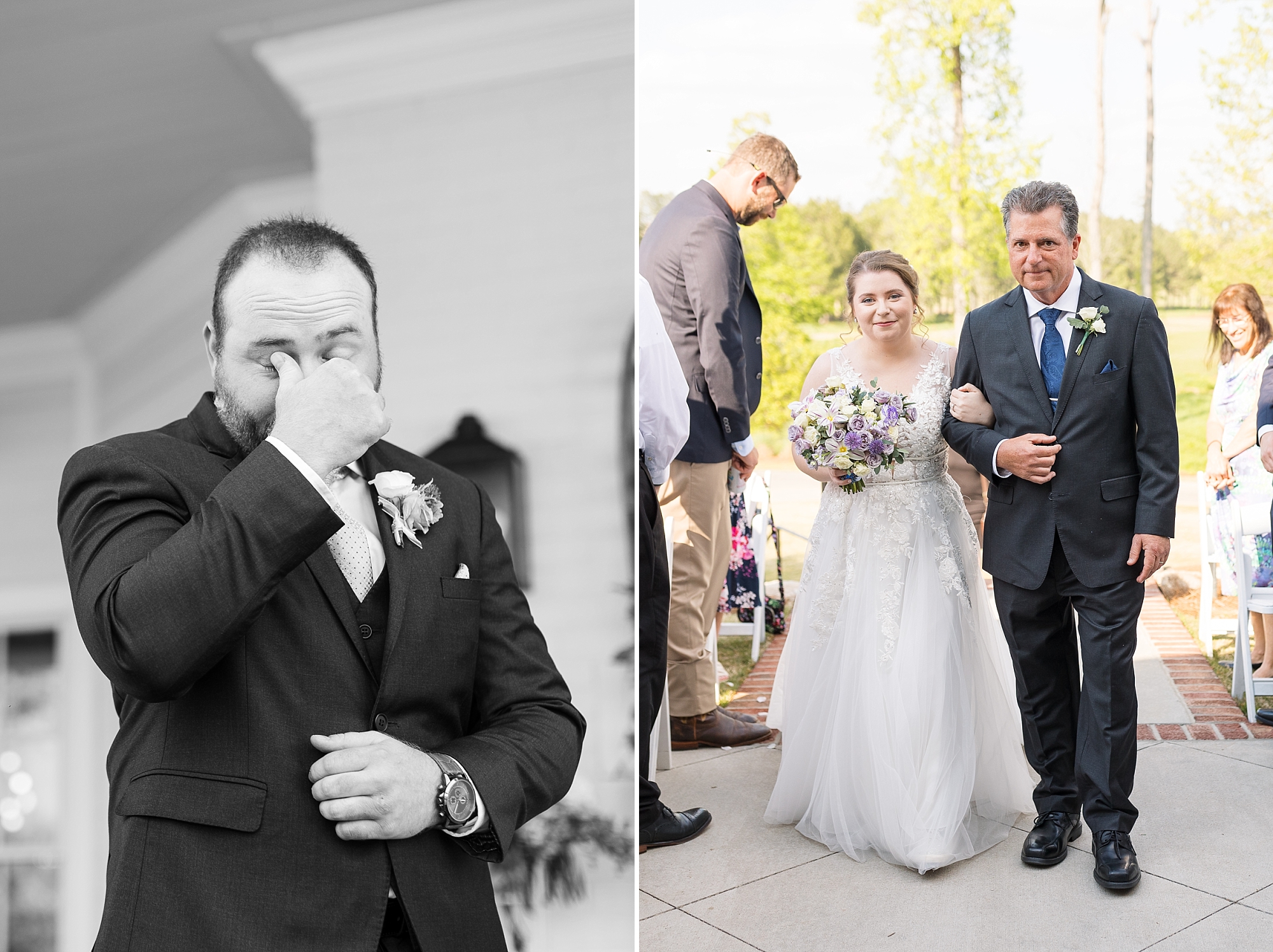 Groom crying seeing bride - Raleigh NC Wedding Photographer - Sarah Hinckley Photography