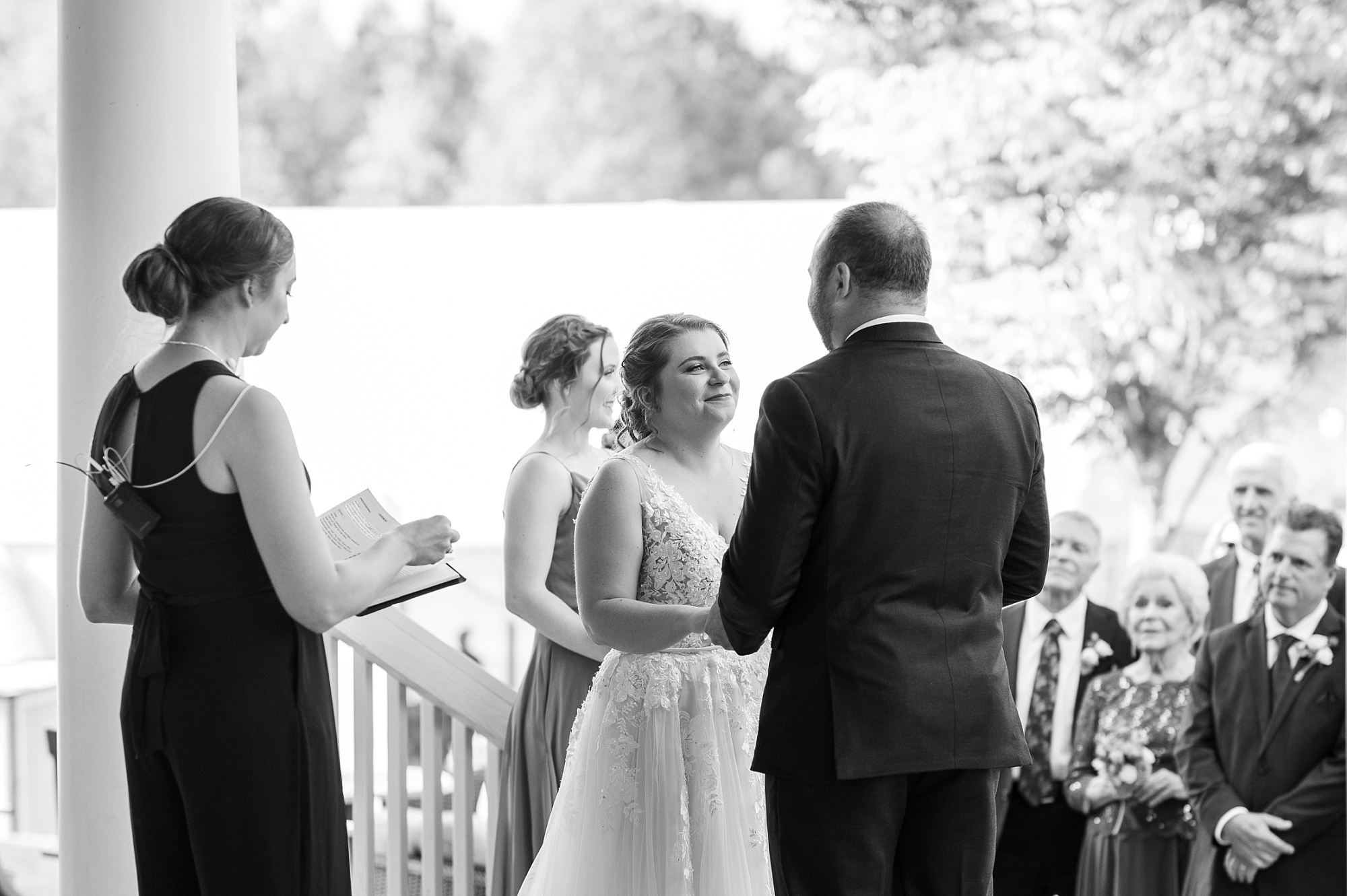 black and white of bride and groom during ceremony - Raleigh NC Wedding Photographer - Sarah Hinckley Photography