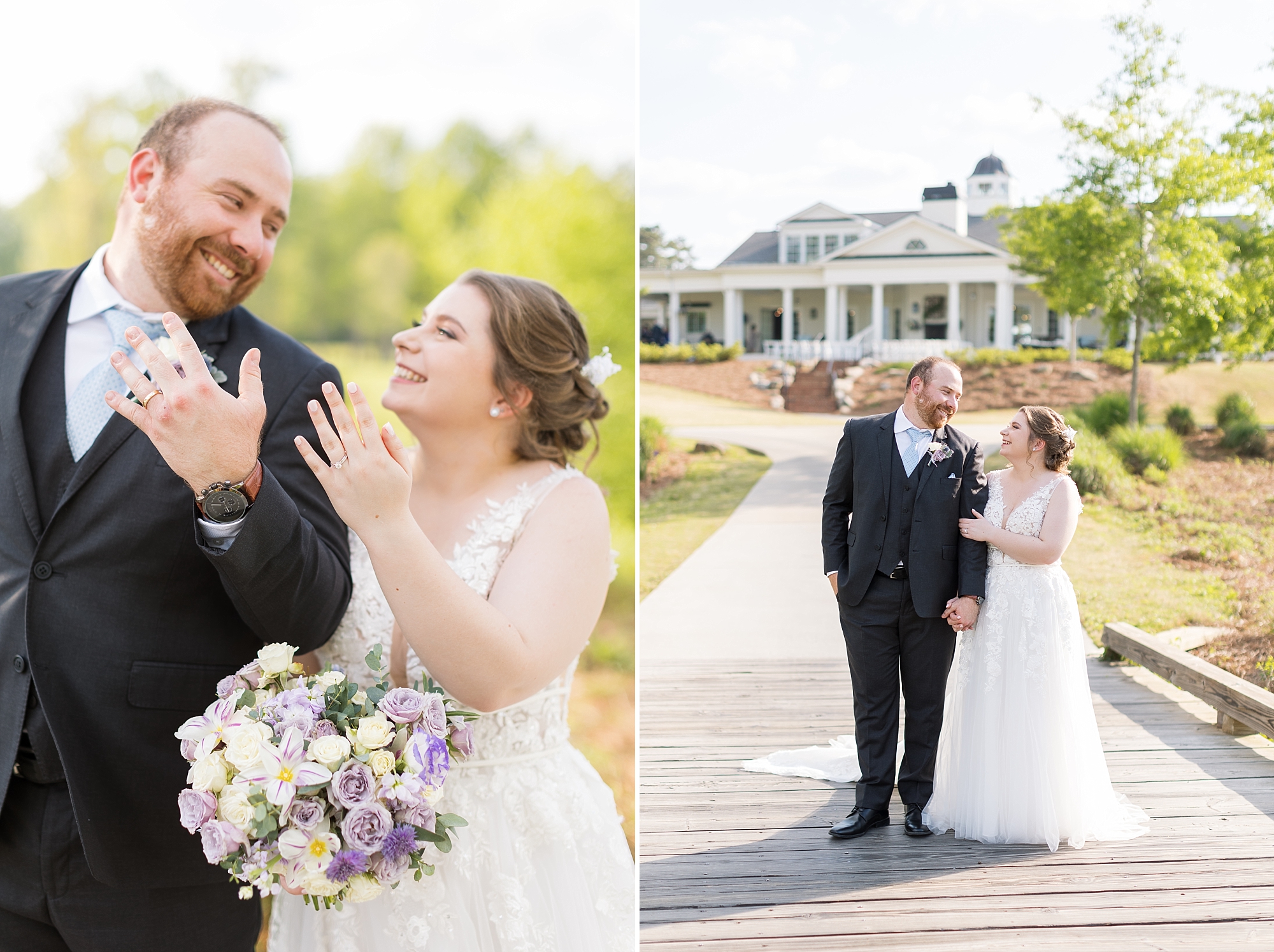 bride and groom showing wedding rings - Raleigh NC Wedding Photographer - Sarah Hinckley Photography