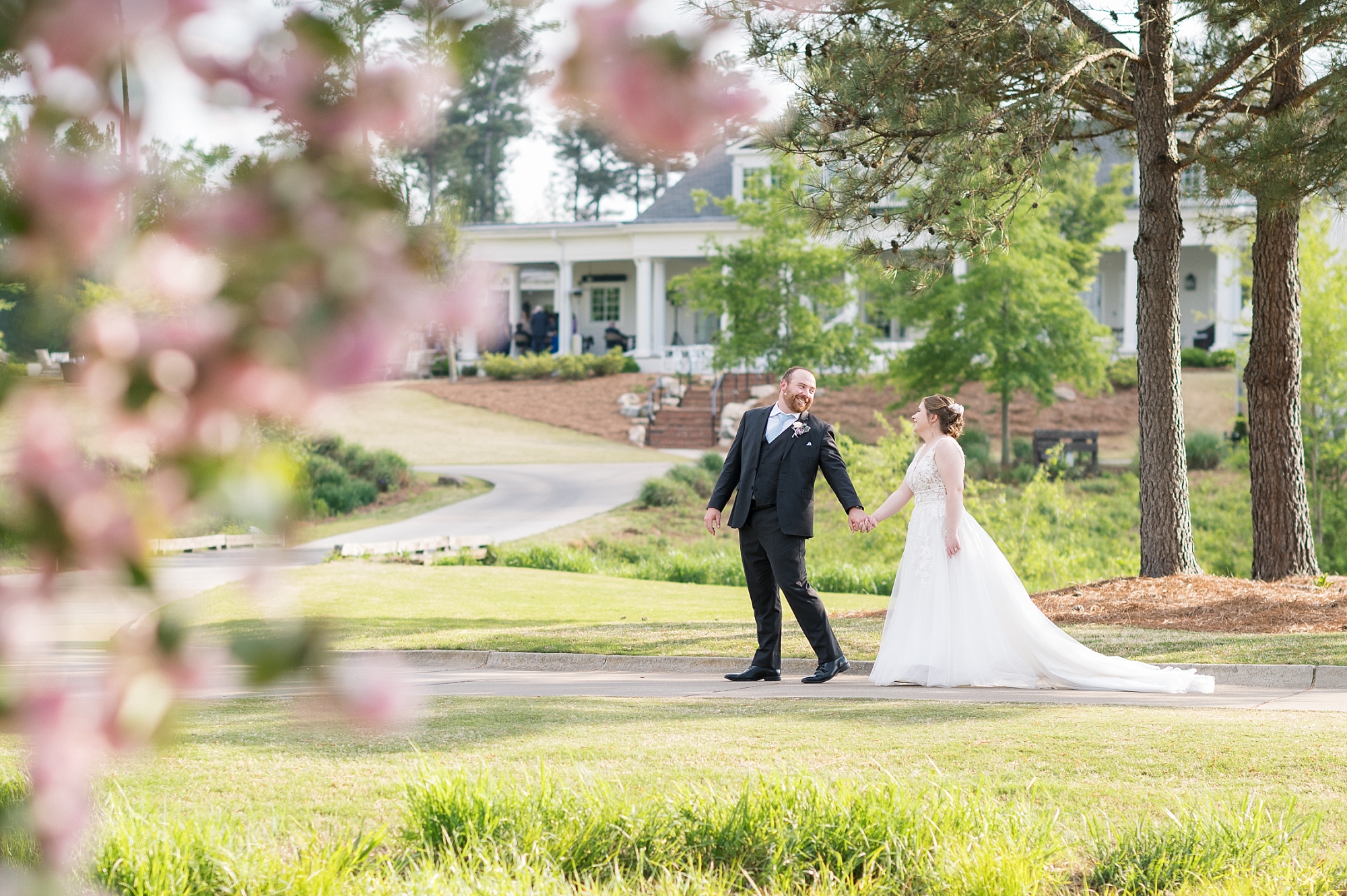 Bride and groom amongst the trees - Raleigh NC Wedding Photographer - Sarah Hinckley Photography