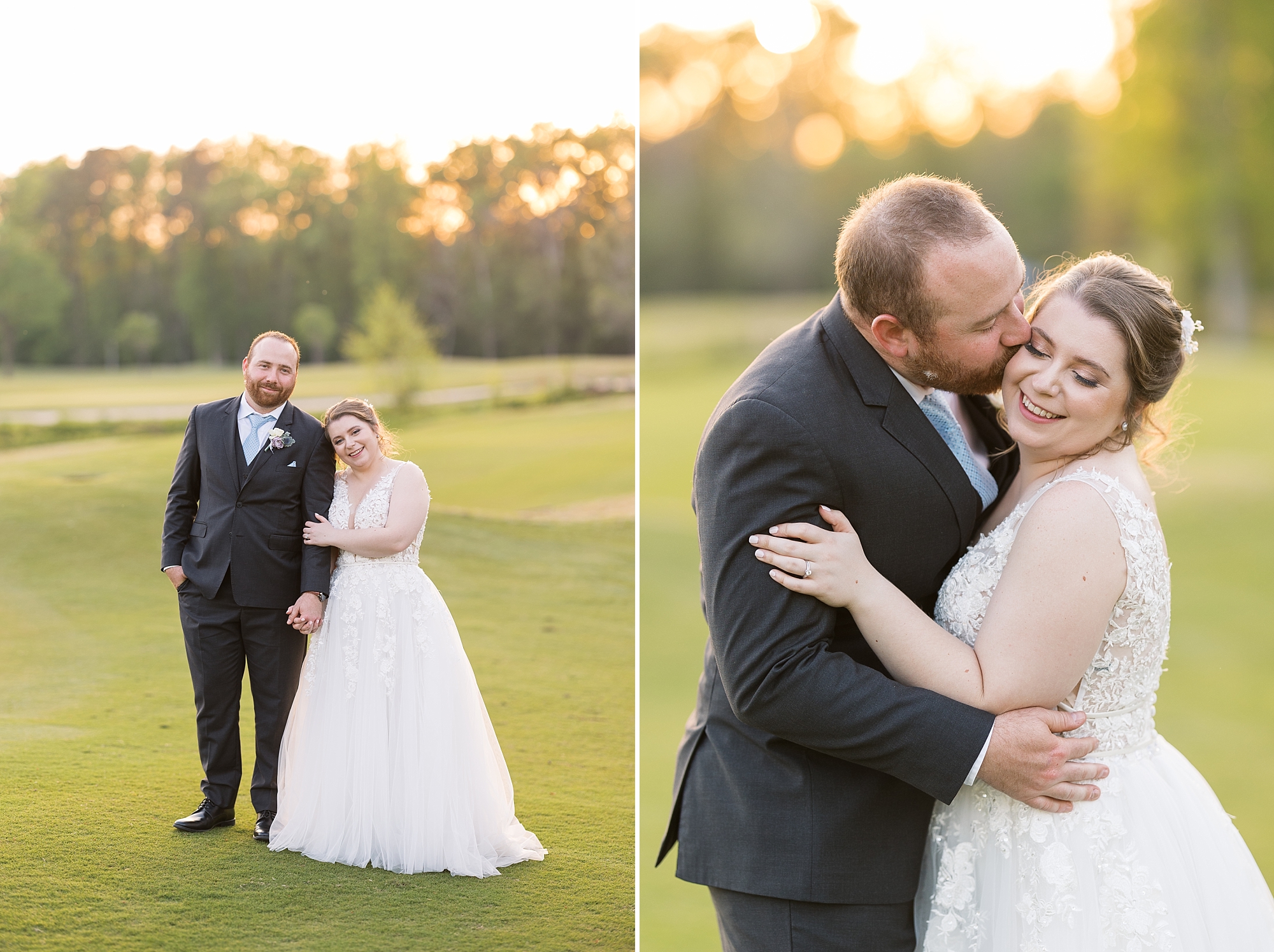 Groom kissing brides cheek at 12 oaks - Raleigh NC Wedding Photographer - Sarah Hinckley Photography