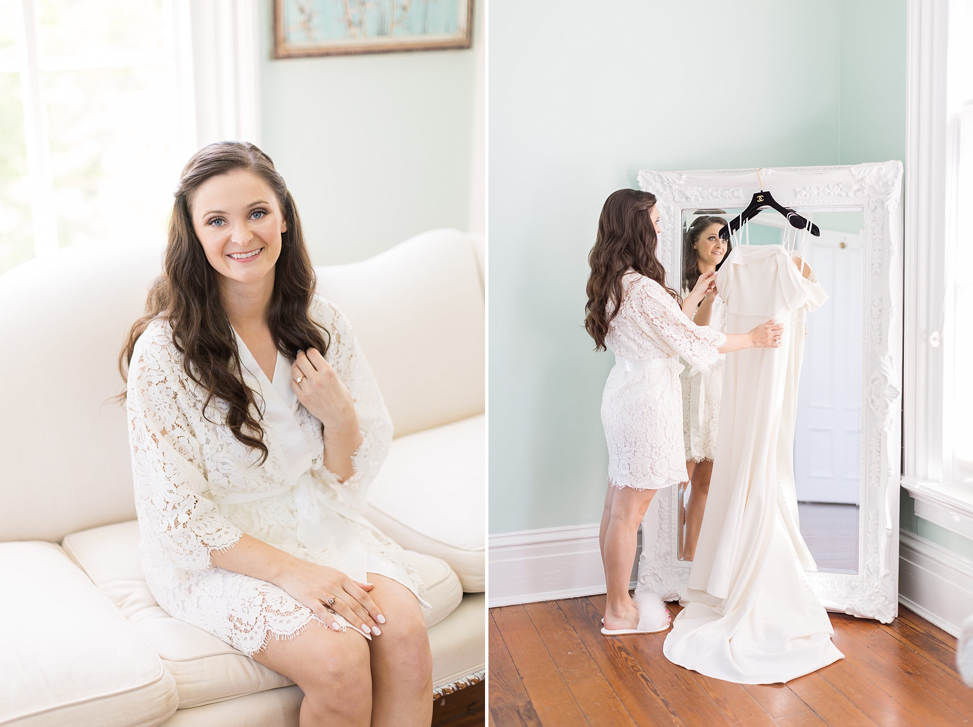 Bride getting ready to put on her wedding gown | Merrimon Wynne Wedding | Sarah Hinckley Photography | Raleigh NC Wedding Photographer