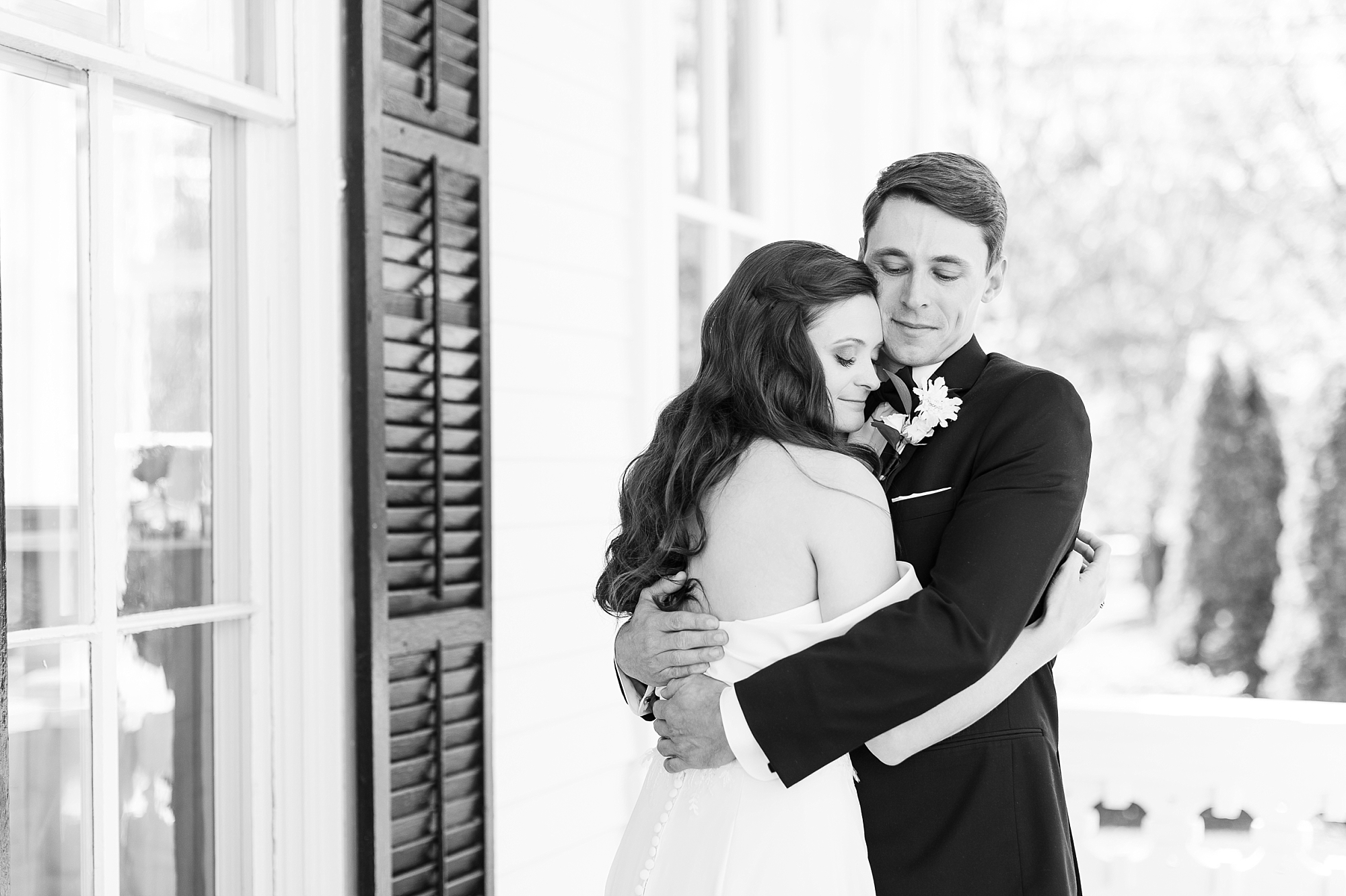 The bride and groom hug after seeing one another on their wedding day | Merrimon Wynne Wedding | Sarah Hinckley Photography | Raleigh NC Wedding Photographer