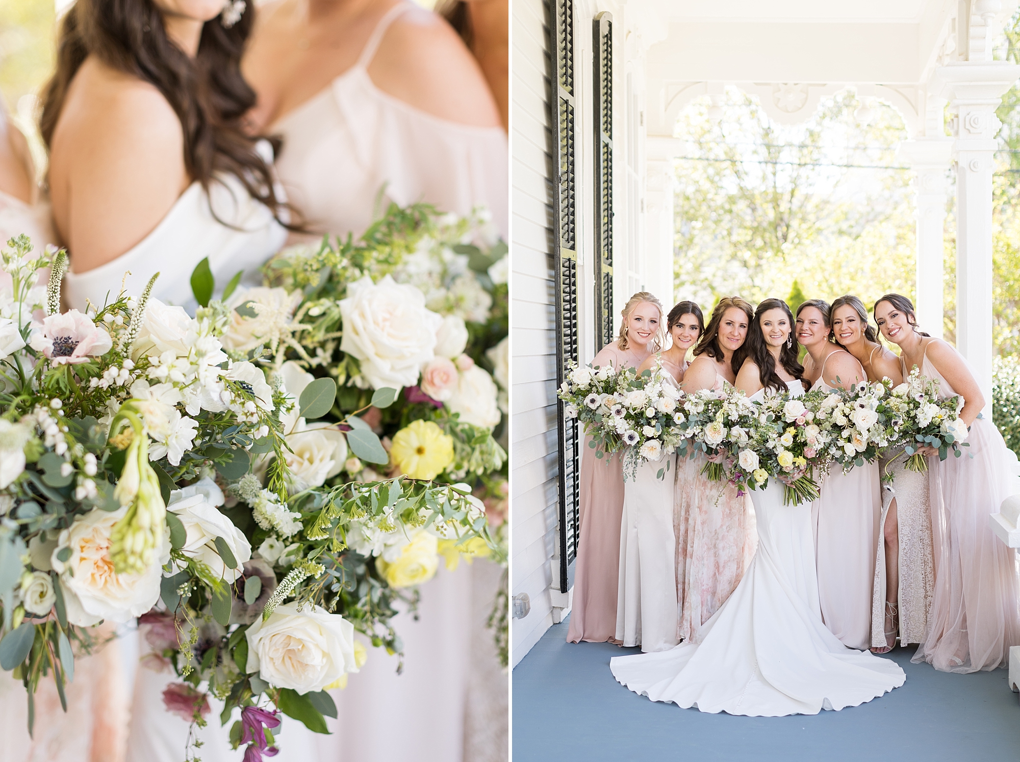 Bridesmaid photos with pink dresses  | Merrimon Wynne Wedding | Sarah Hinckley Photography | Raleigh NC Wedding Photographer
