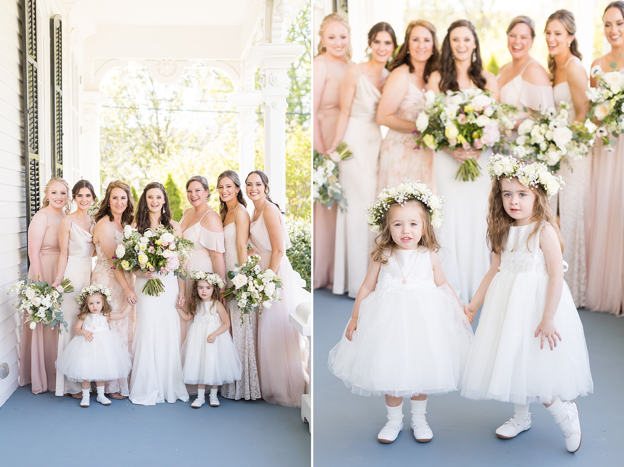 Flower girls with flower crowns | Merrimon Wynne Wedding | Sarah Hinckley Photography | Raleigh NC Wedding Photographer
