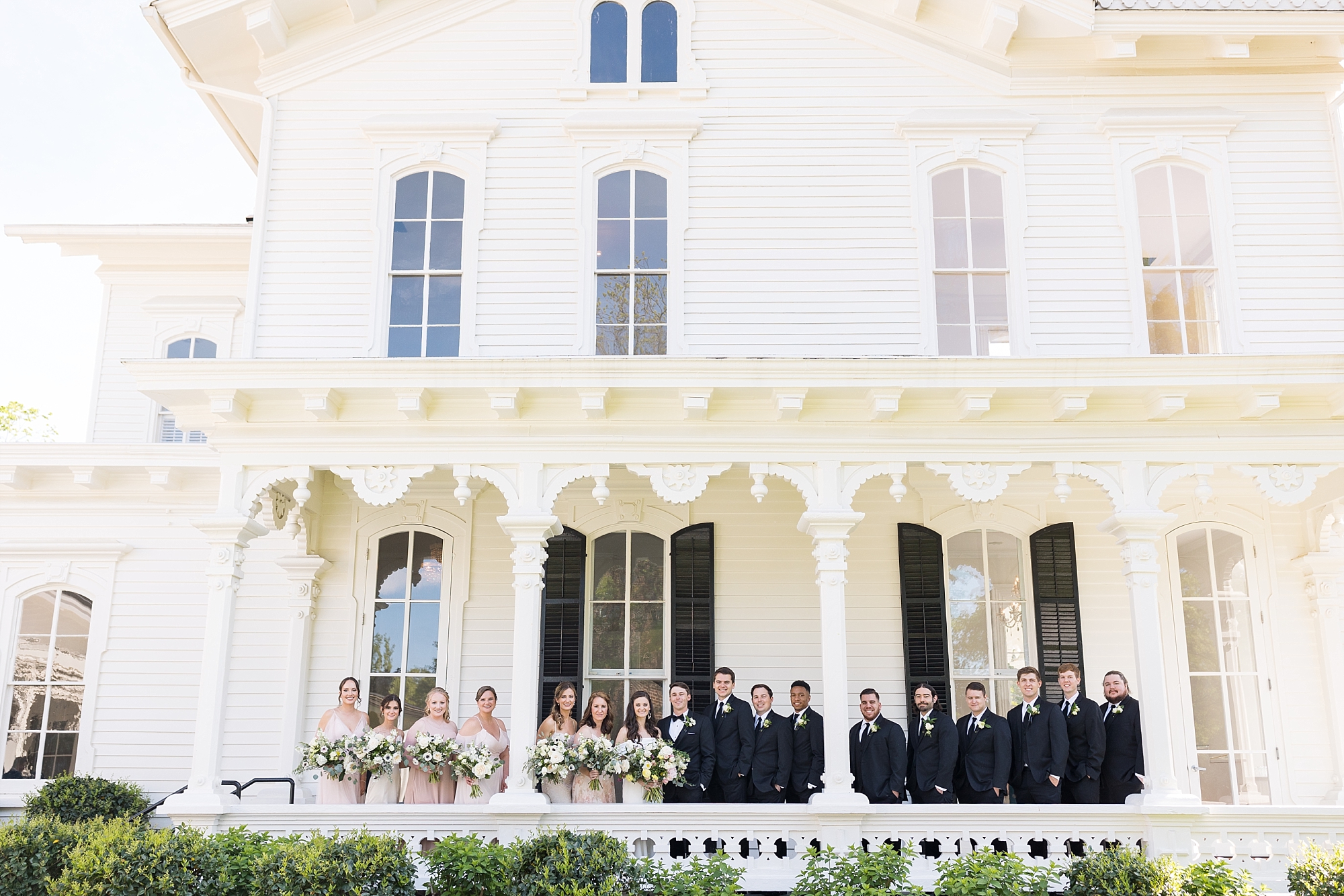 Bridal party photos at a classic southern home in Raleigh  | Merrimon Wynne Wedding | Sarah Hinckley Photography | Raleigh NC Wedding Photographer