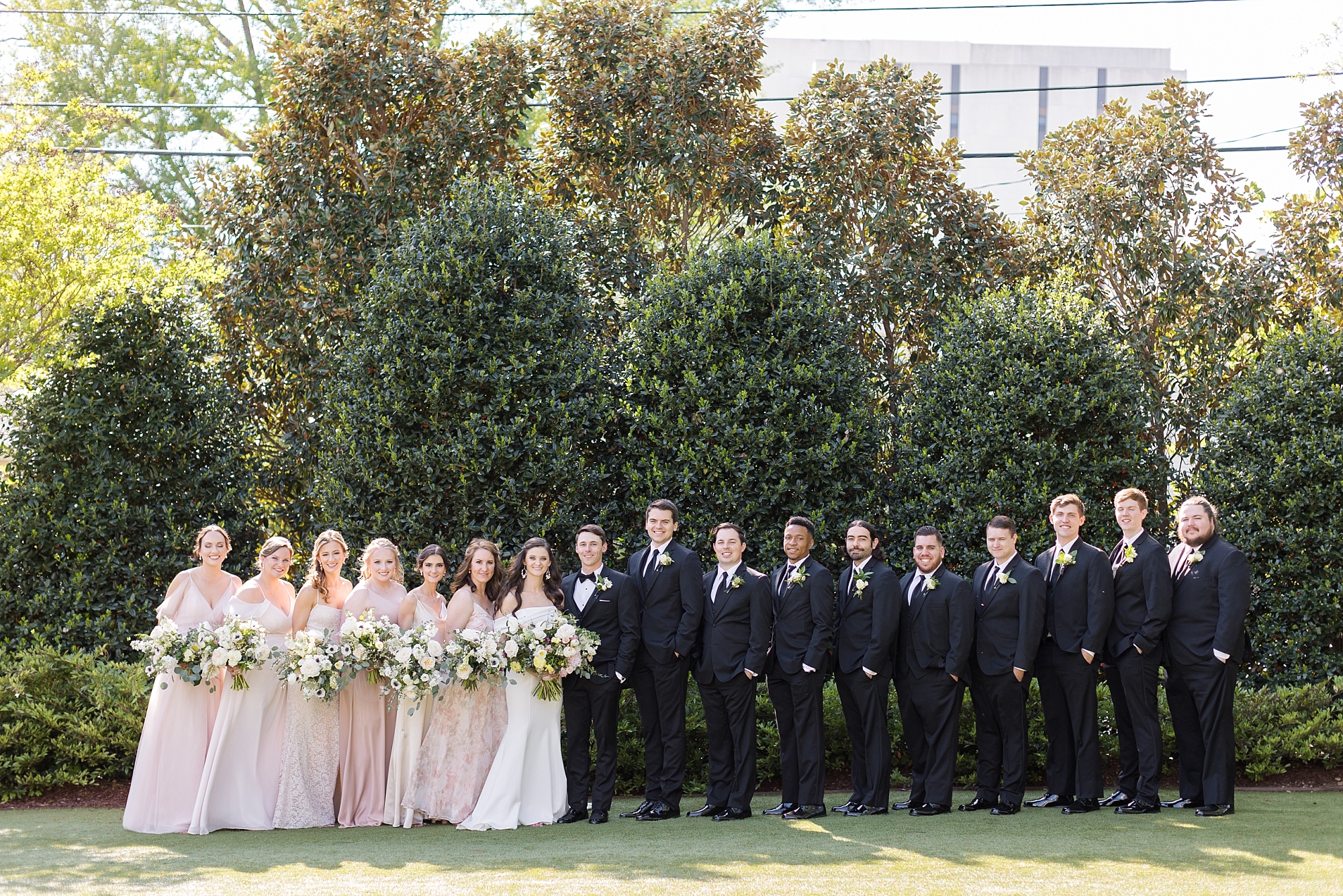 Bridal party photos with pink and black  | Merrimon Wynne Wedding | Sarah Hinckley Photography | Raleigh NC Wedding Photographer