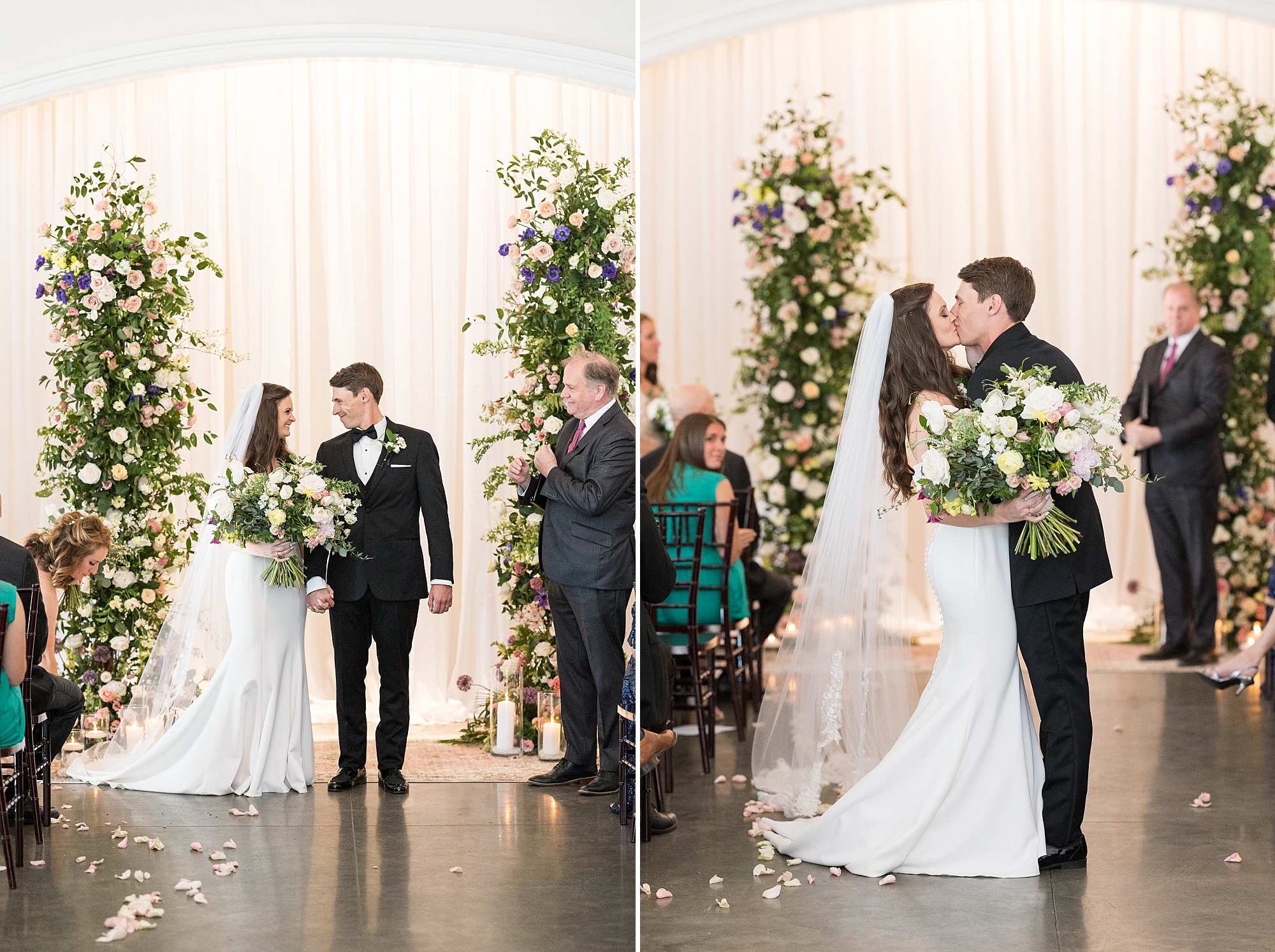 The bride and groom are announced husband and wife and share their first kiss | Merrimon Wynne Wedding | Sarah Hinckley Photography | Raleigh NC Wedding Photographer