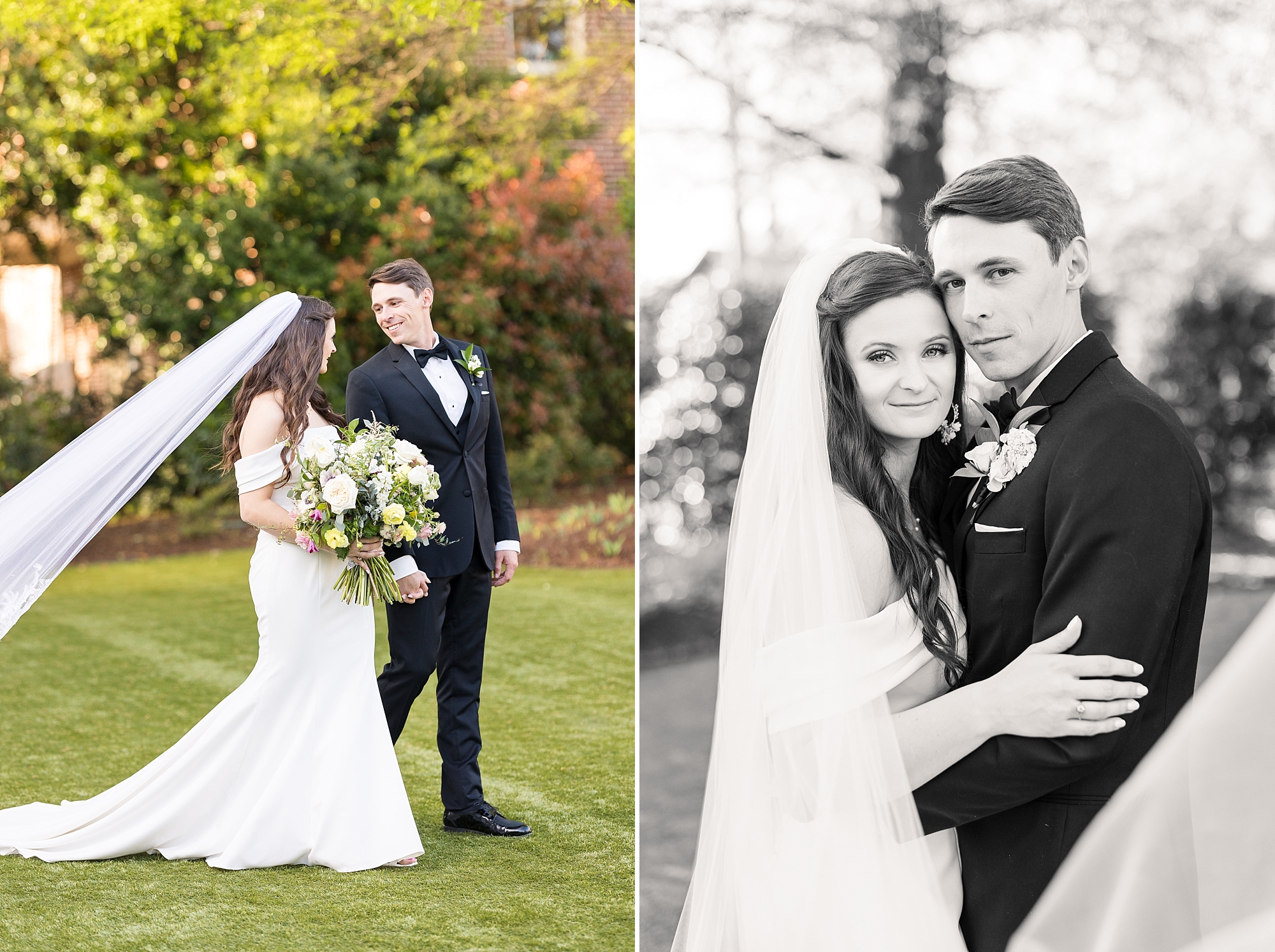 Bride and groom portraits on the lawn | Merrimon Wynne Wedding | Sarah Hinckley Photography | Raleigh NC Wedding Photographer