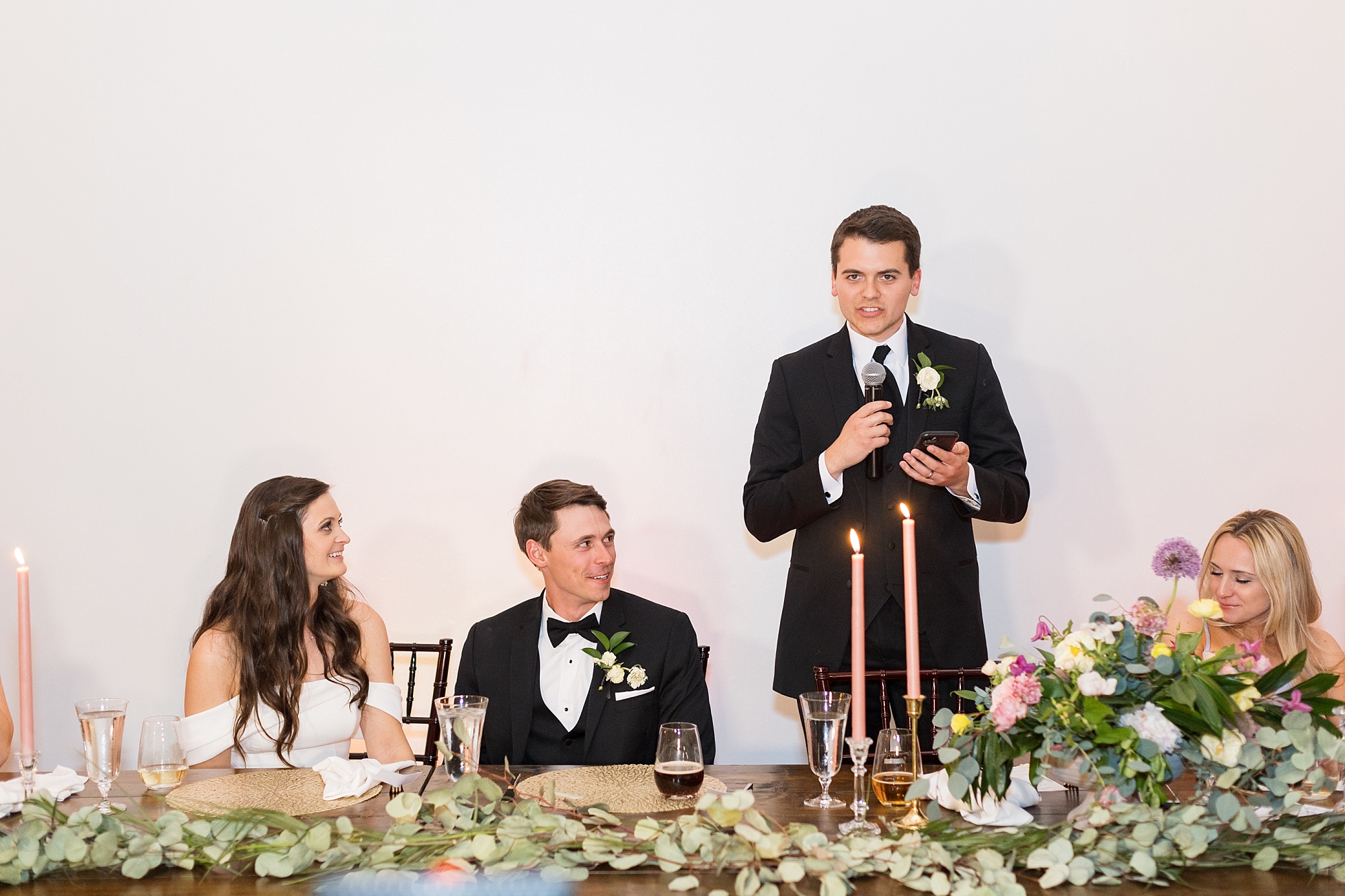 Toasts at the reception to the bride and groom  | Merrimon Wynne Wedding | Sarah Hinckley Photography | Raleigh NC Wedding Photographer