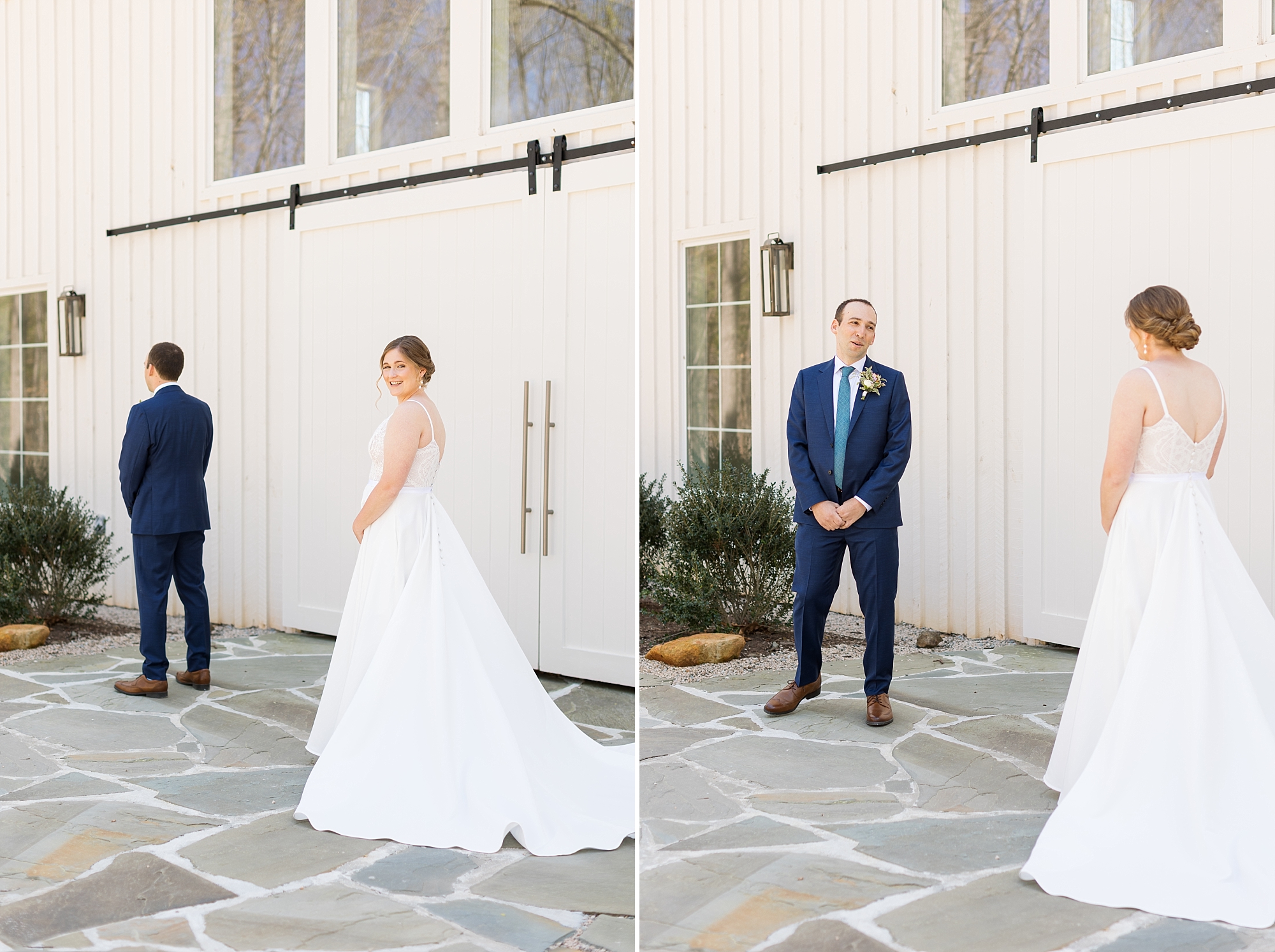 Bride and Groom first look at Carolina Grove | Raleigh NC Wedding Photographer | Sarah Hinckley Photography