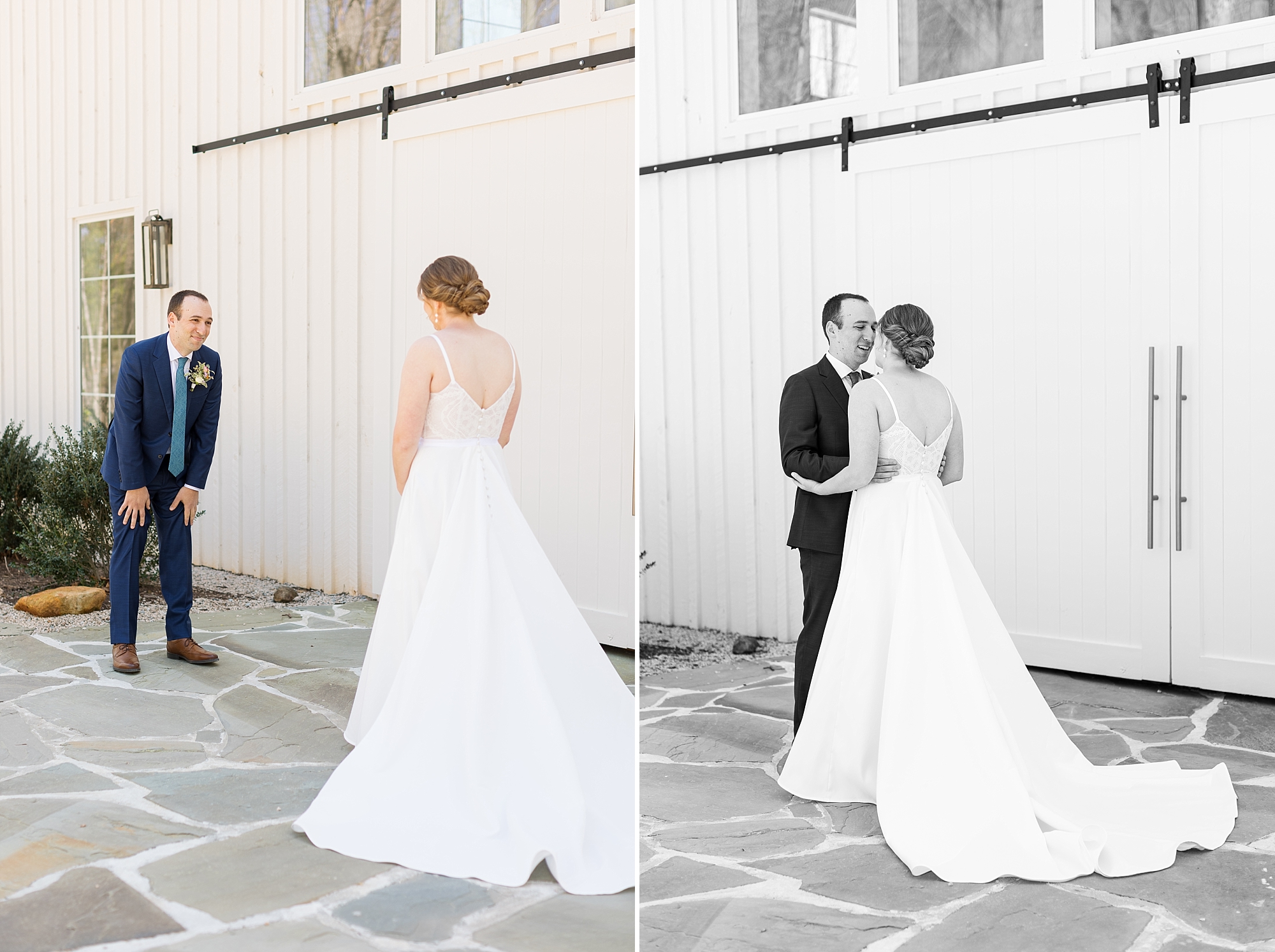 Bride and Groom first look at Carolina Grove | Raleigh NC Wedding Photographer | Sarah Hinckley Photography