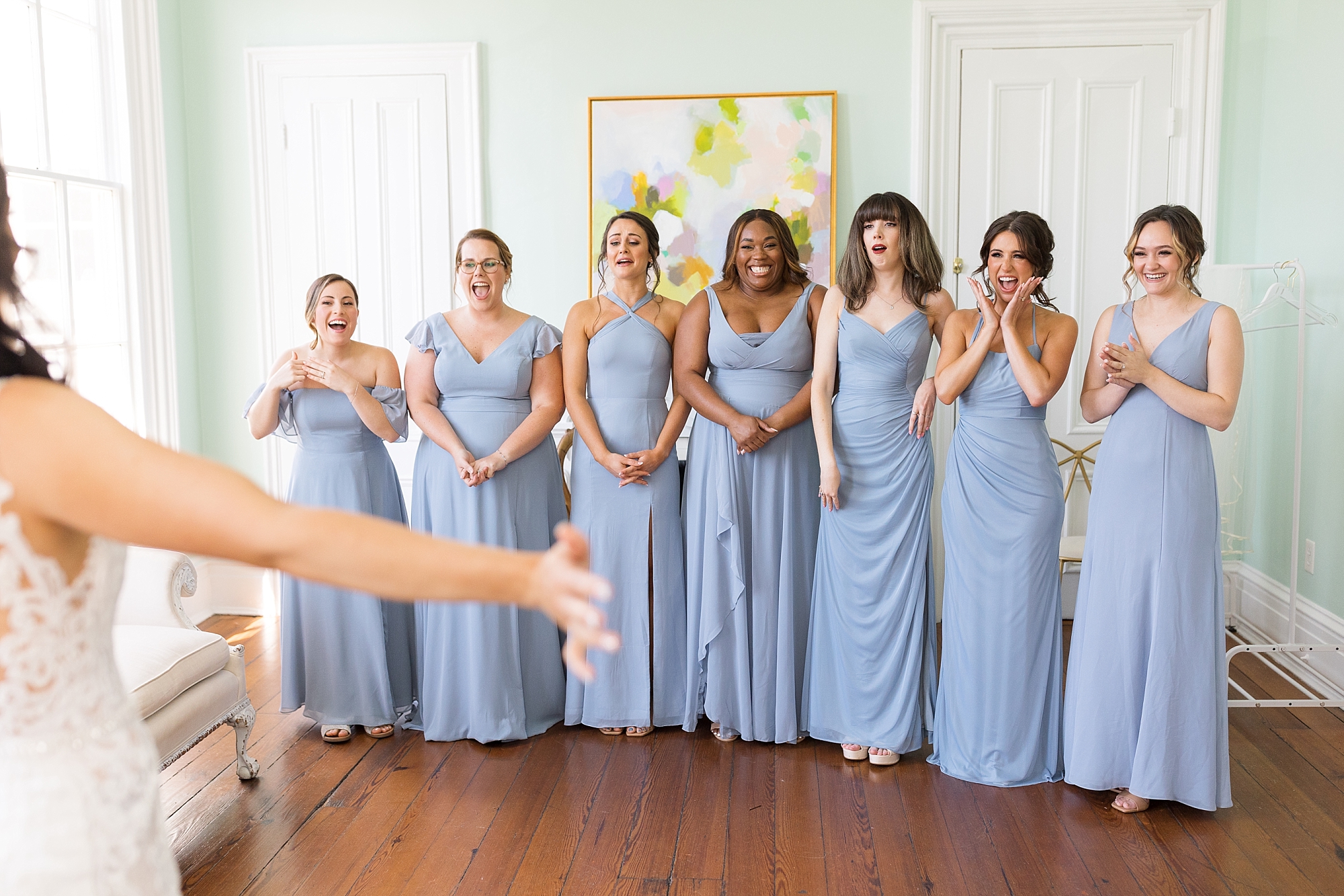 Bridesmaids first look of the bride | Raleigh NC Wedding Photographer