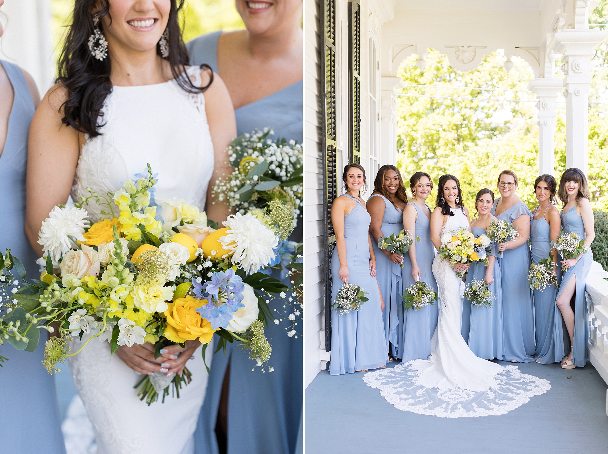 Bridesmaids with bouquets | Raleigh NC Wedding Photographer