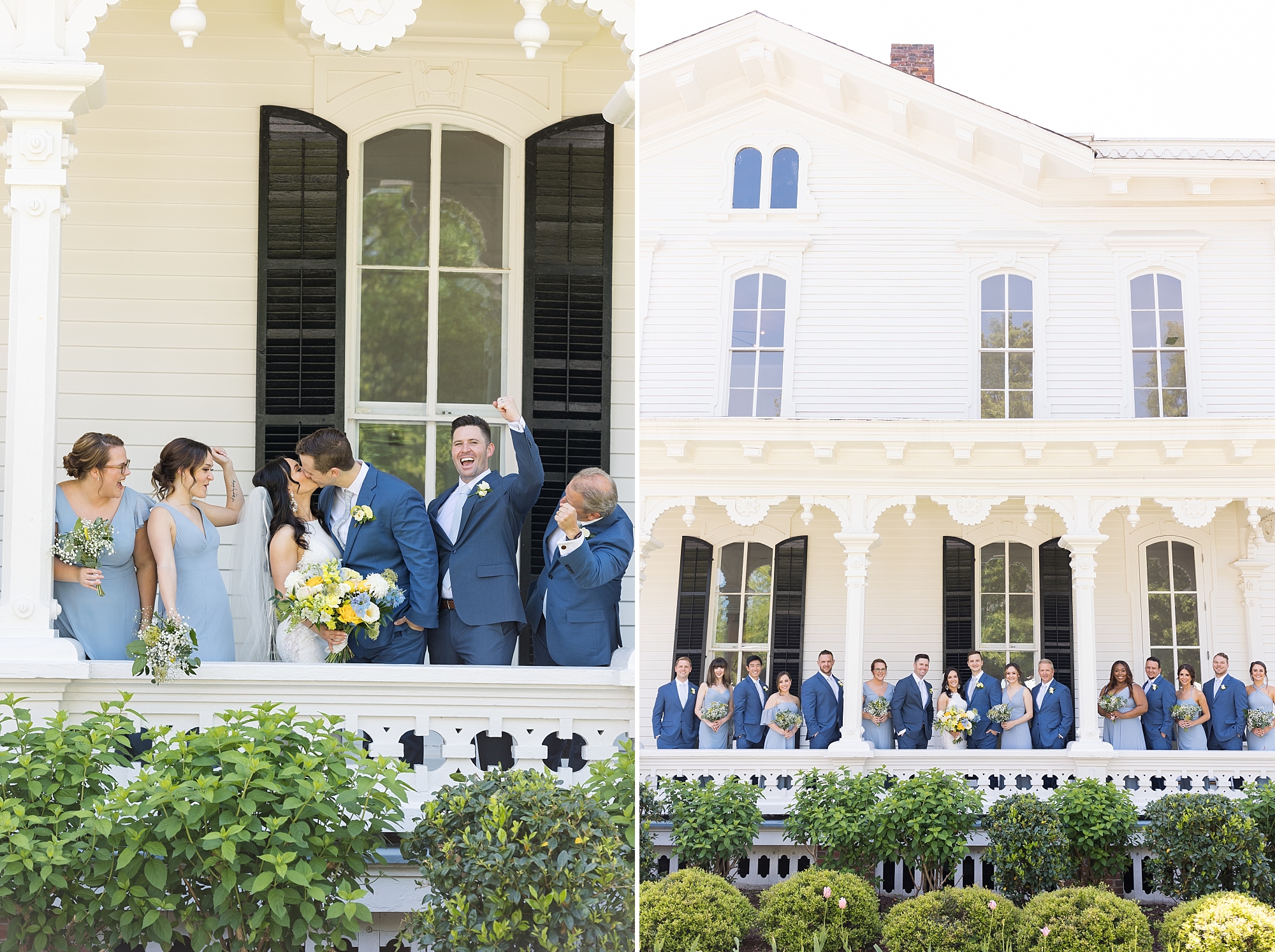 Blue and lemon themed bridal party | Raleigh NC Wedding Photographer