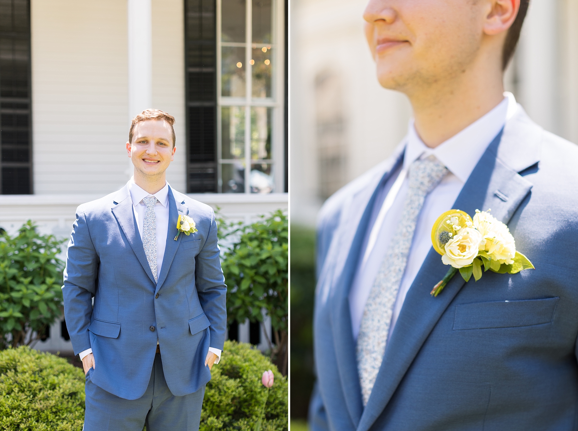 boutonniere with lemon | Raleigh NC Wedding Photographer