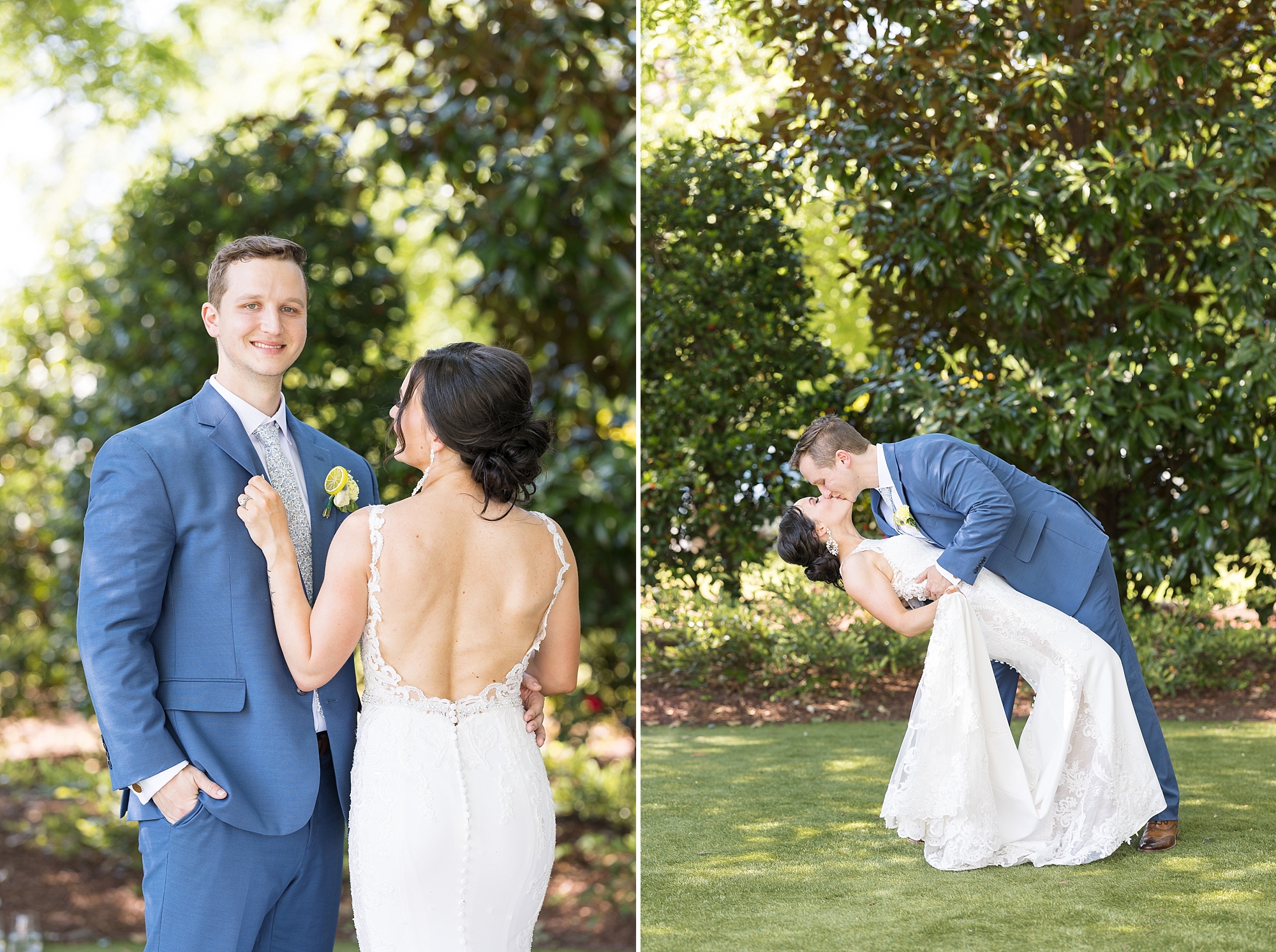 Bride and groom kissing  | Raleigh NC Wedding Photographer