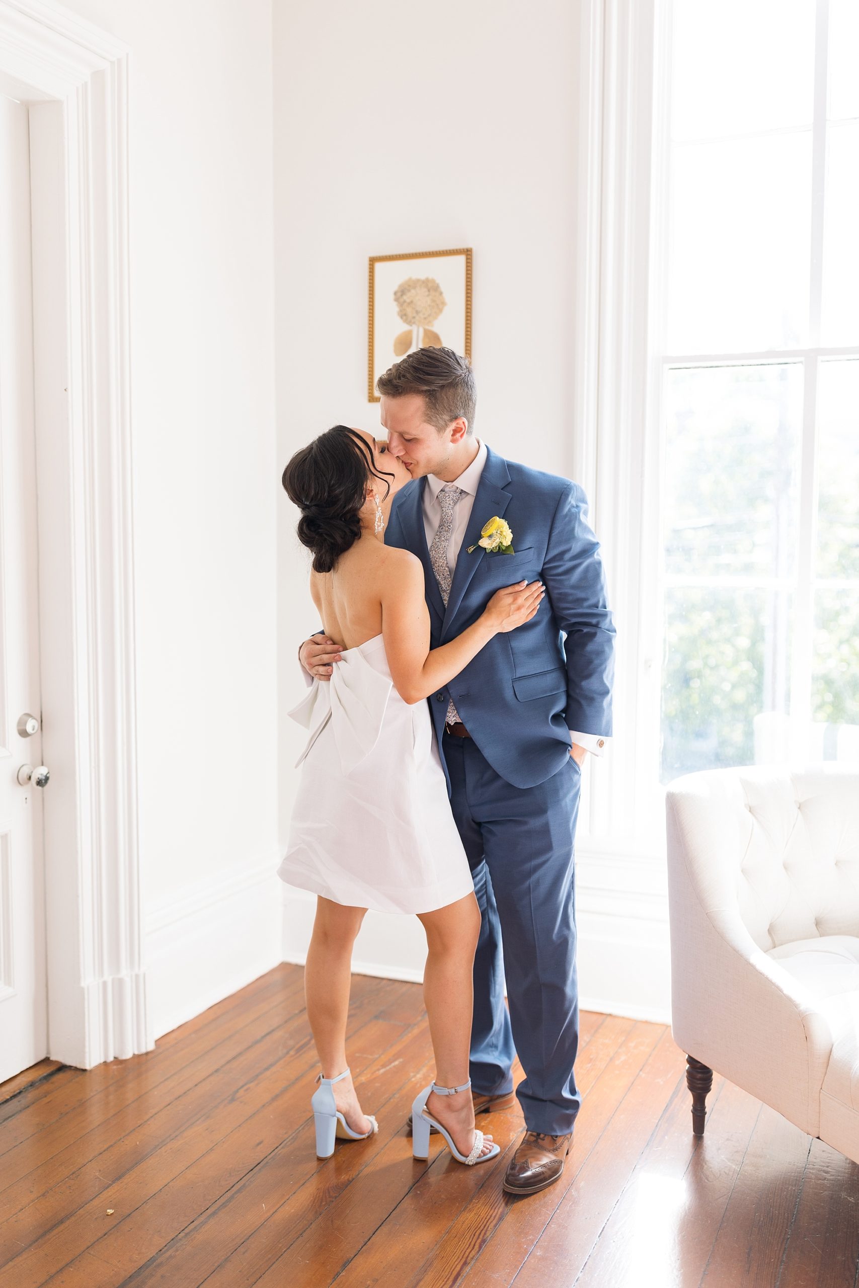 White dress with bow  | Raleigh NC Wedding Photographer