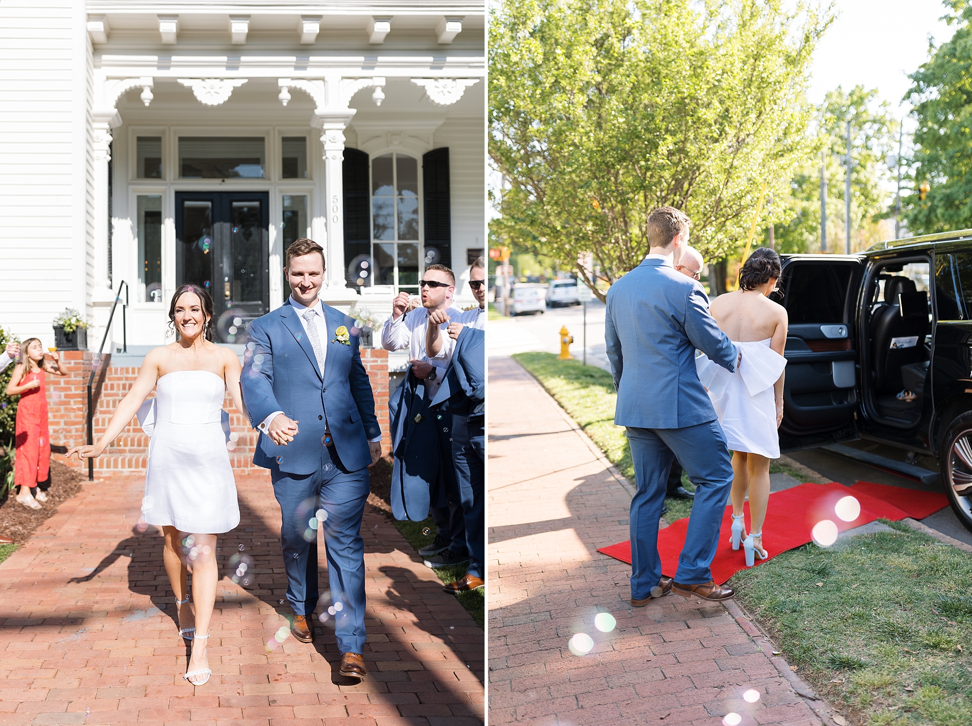Wedding exit with red carpet  | Raleigh NC Wedding Photographer