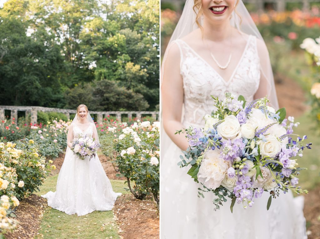 Spring bridal portraits at the Raleigh Rose Garden | NC Wedding Photographer