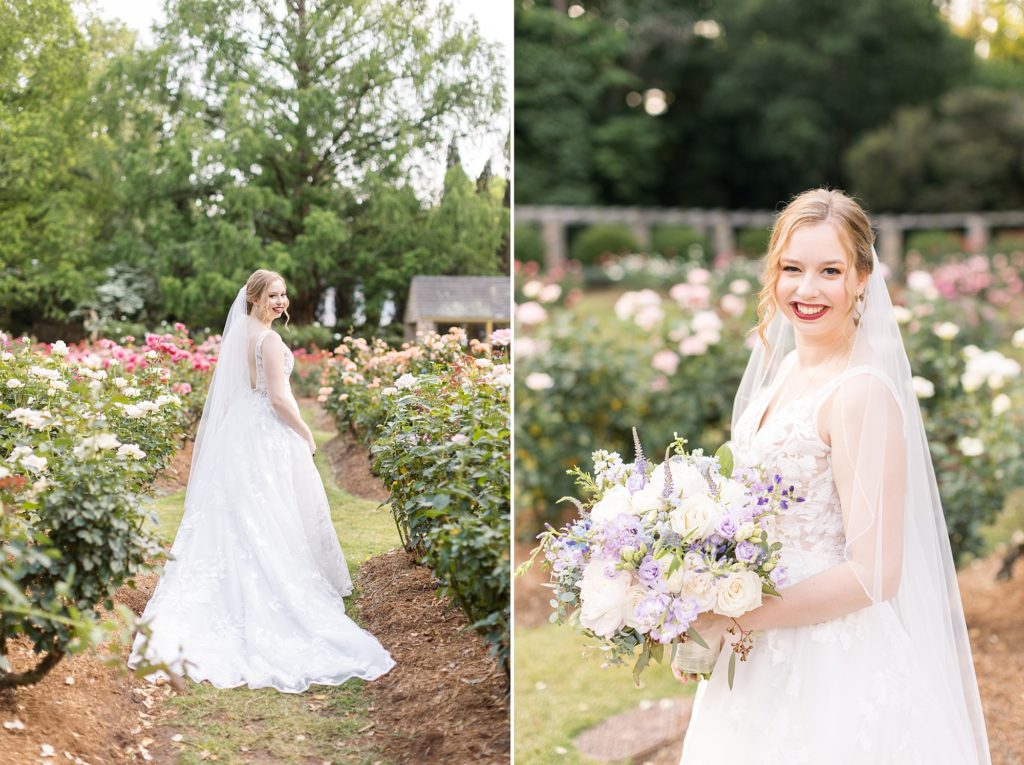 Spring bridal portraits at the Raleigh Rose Garden | NC Wedding Photographer