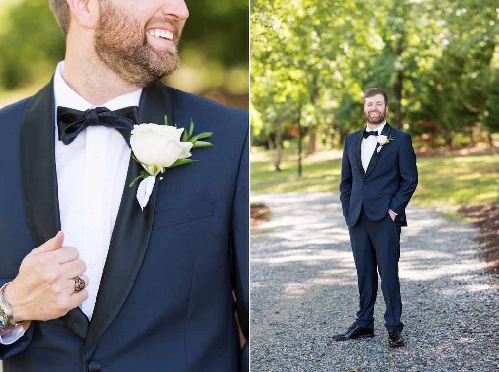groom at Southern Grace Farms | Raleigh NC Wedding photographer