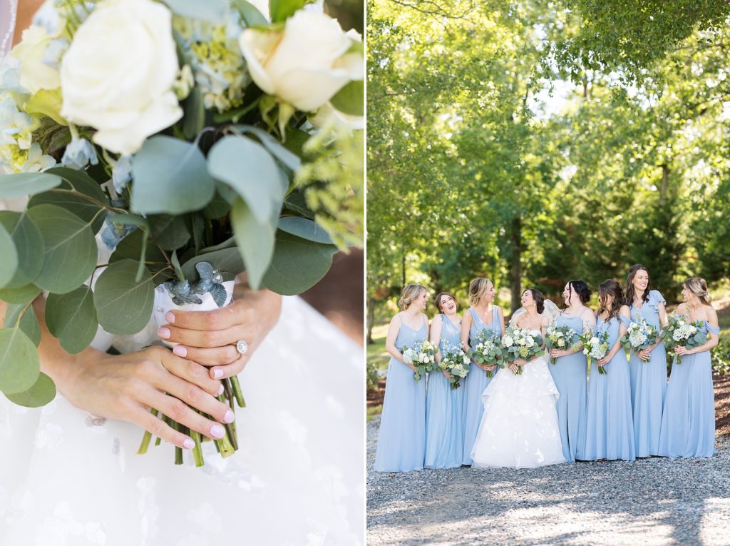two blue bird on bride's bouquet for something blue | Raleigh NC Wedding photographer