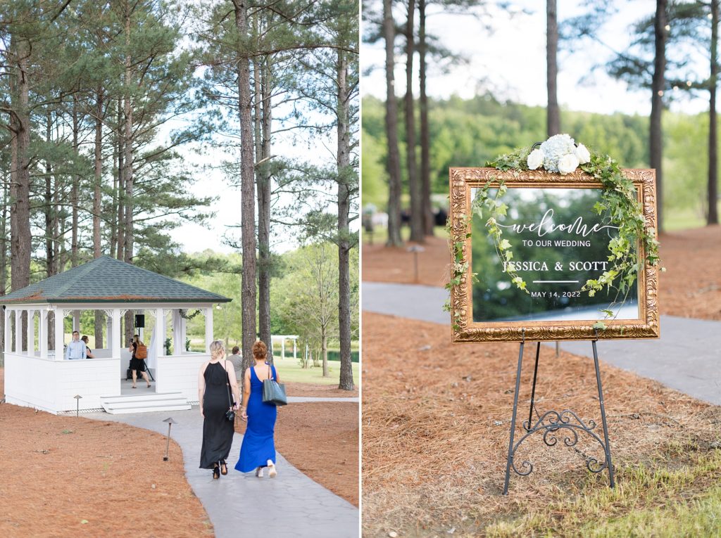 ceremony welcome sign at Southern Grace Farms | Raleigh NC Wedding photographer